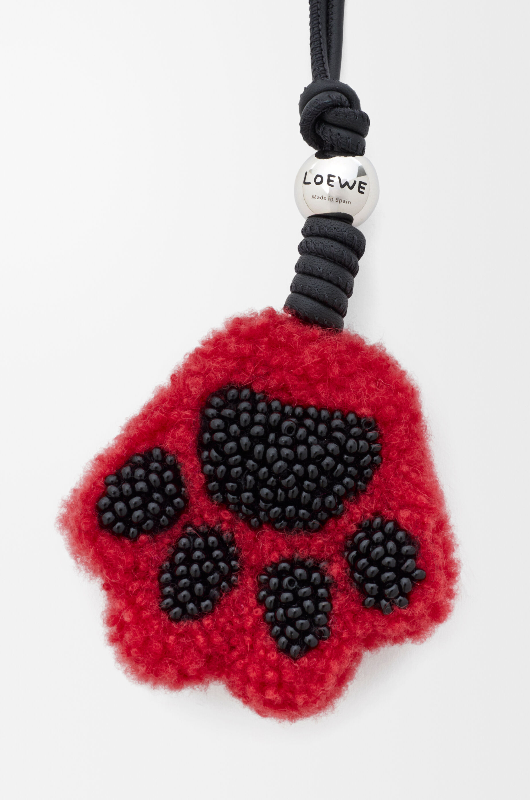 LOEWE Paw charm in shearling and calfskin Black/Red