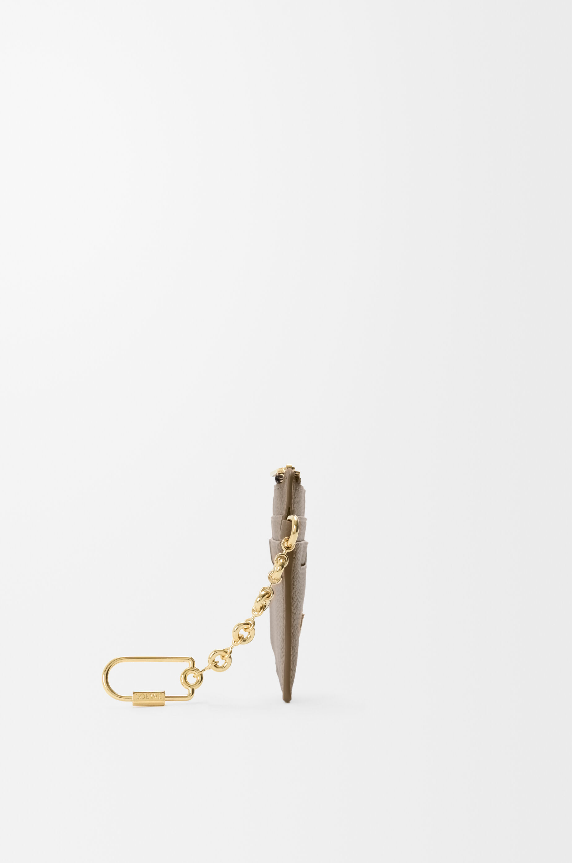 LOEWE Anagram square coin cardholder in pebble grained calfskin Taupe