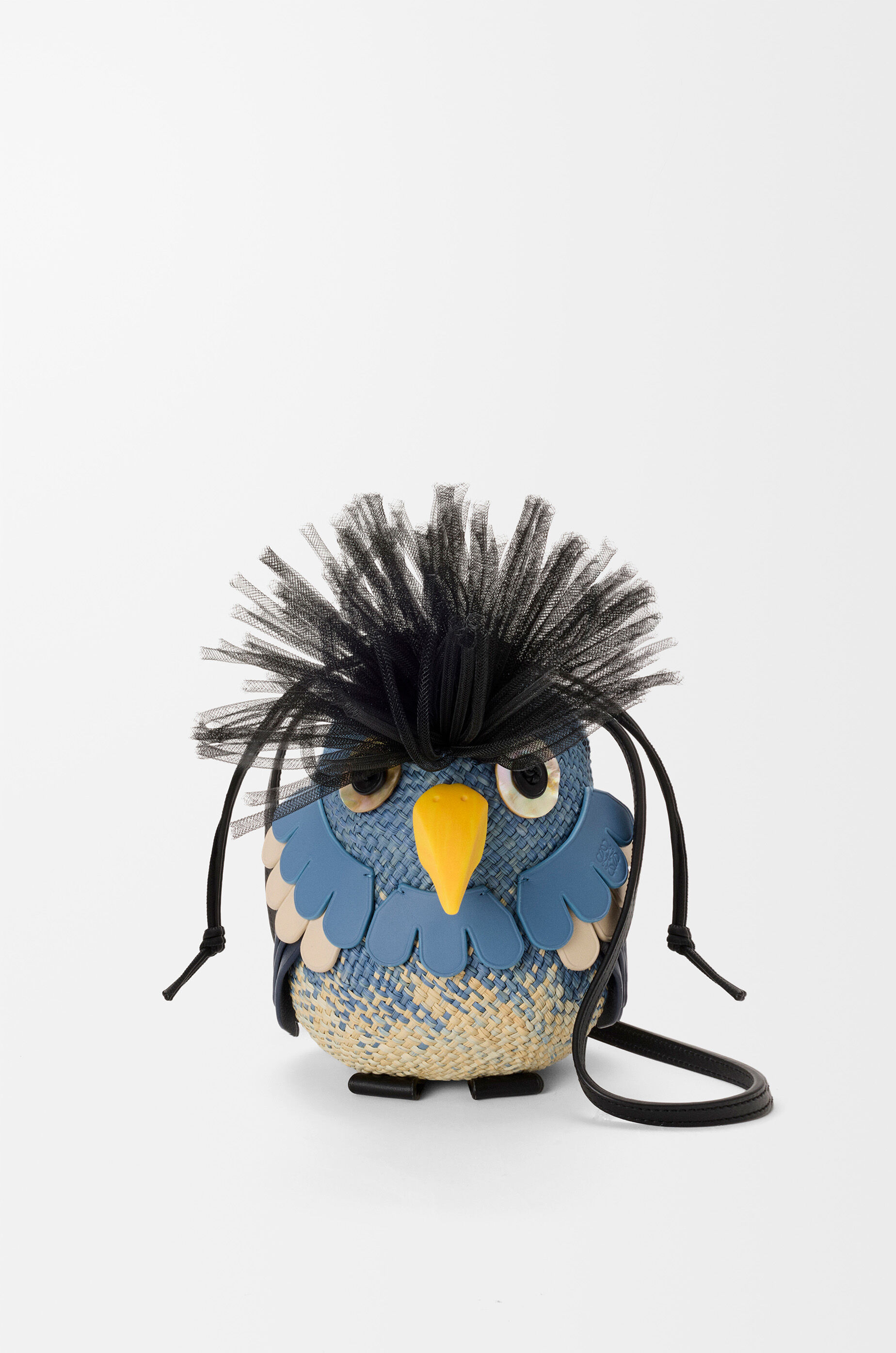 LOEWE Bird bag in iraca palm and calfskin Blue