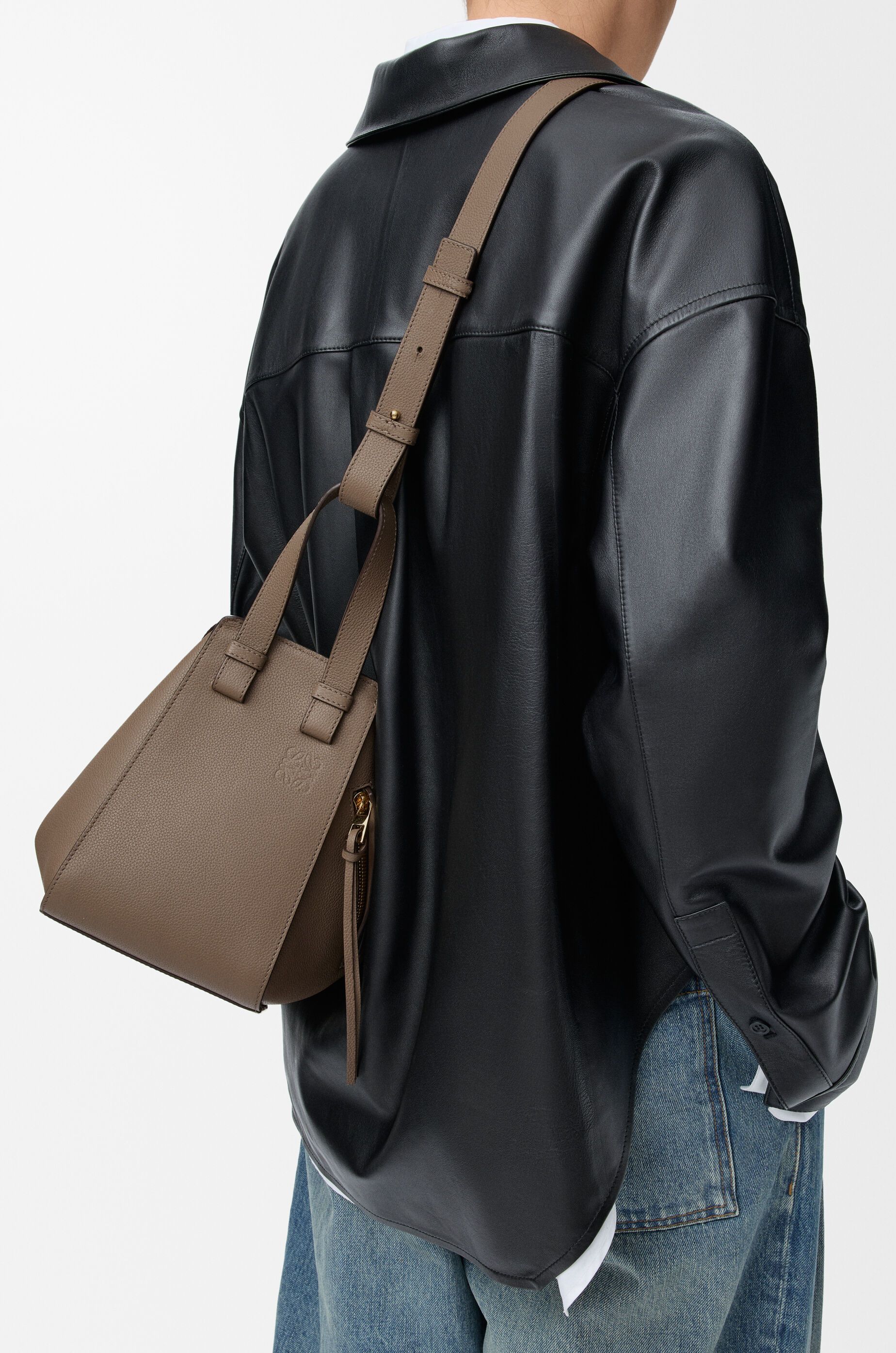LOEWE Compact Hammock bag in soft grained calfskin Taupe