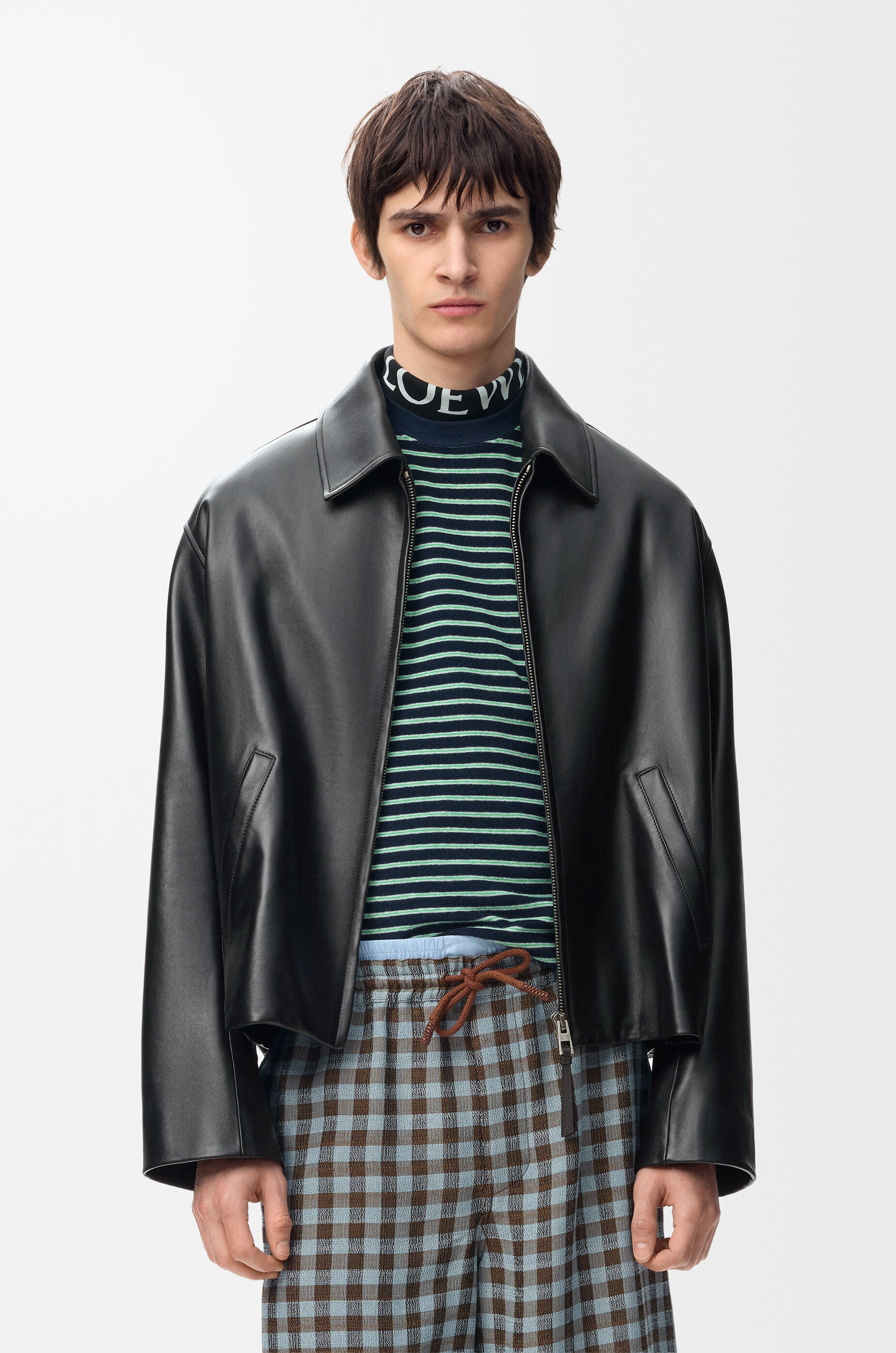 LOEWE Zip-up jacket in nappa lambskin Black