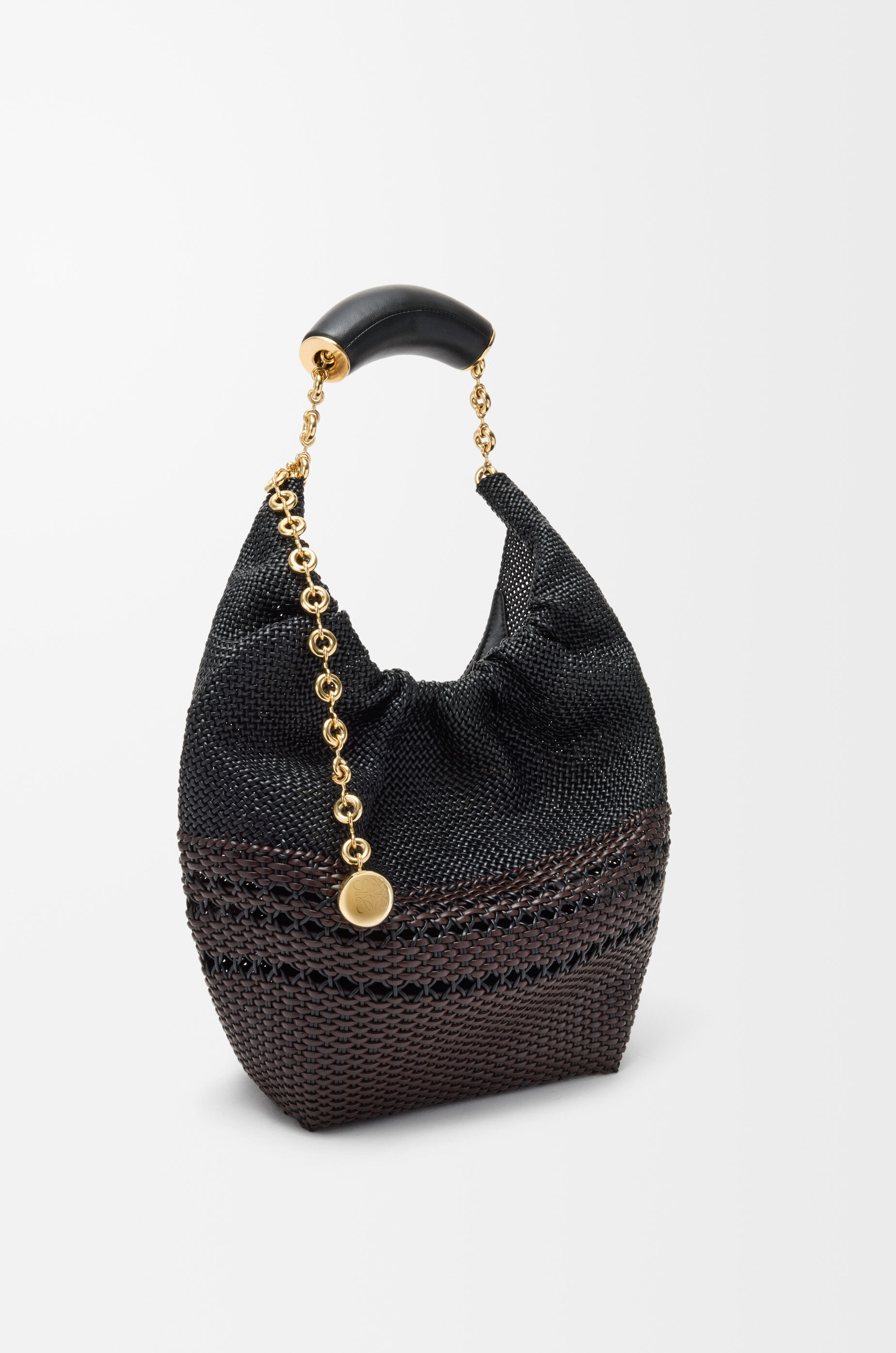 LOEWE Small Squeeze bag in woven nappa calfskin Black/Brown
