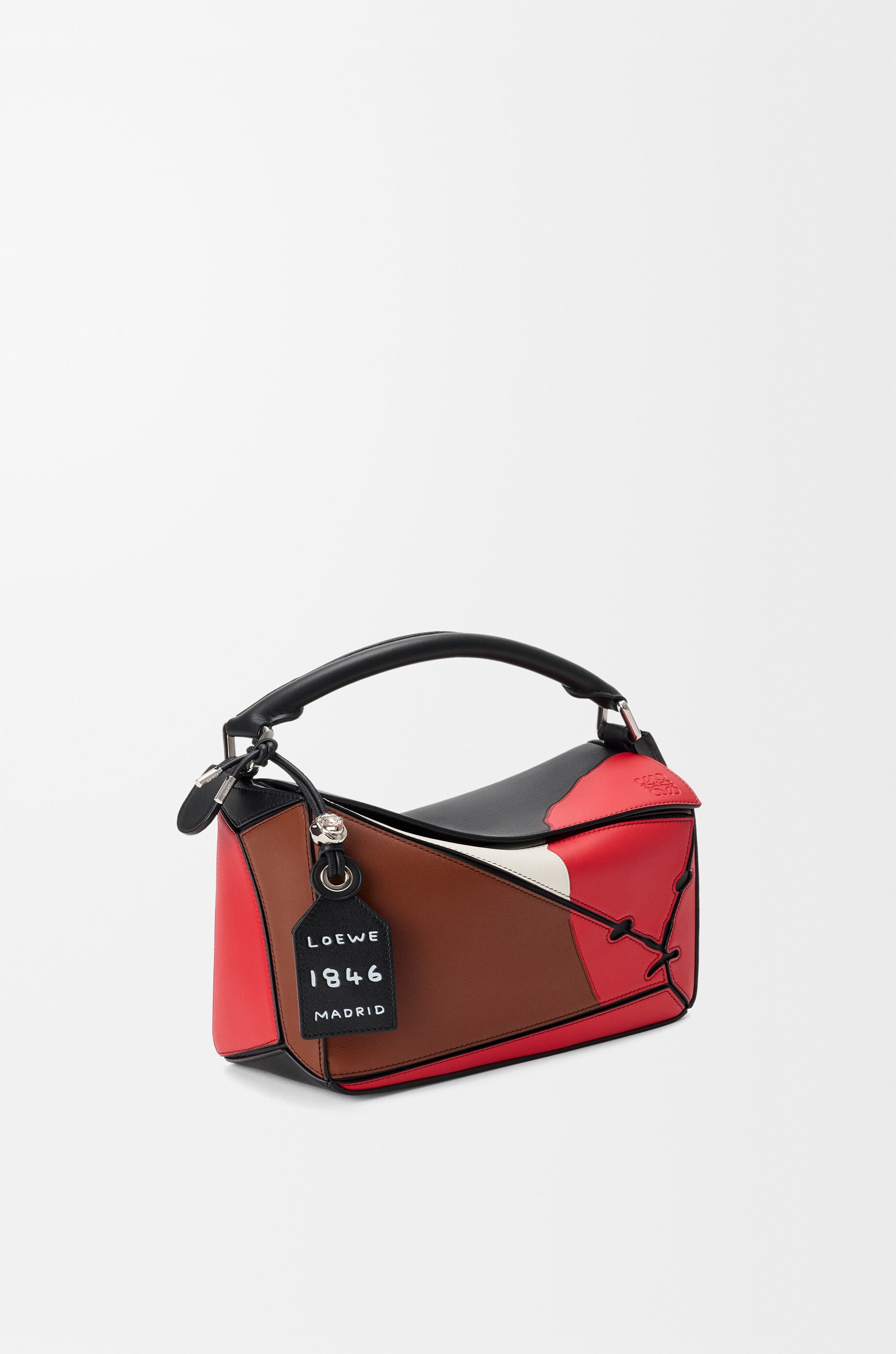LOEWE Small Lion Intarsio Puzzle bag in classic calfskin Multicolor Pecan