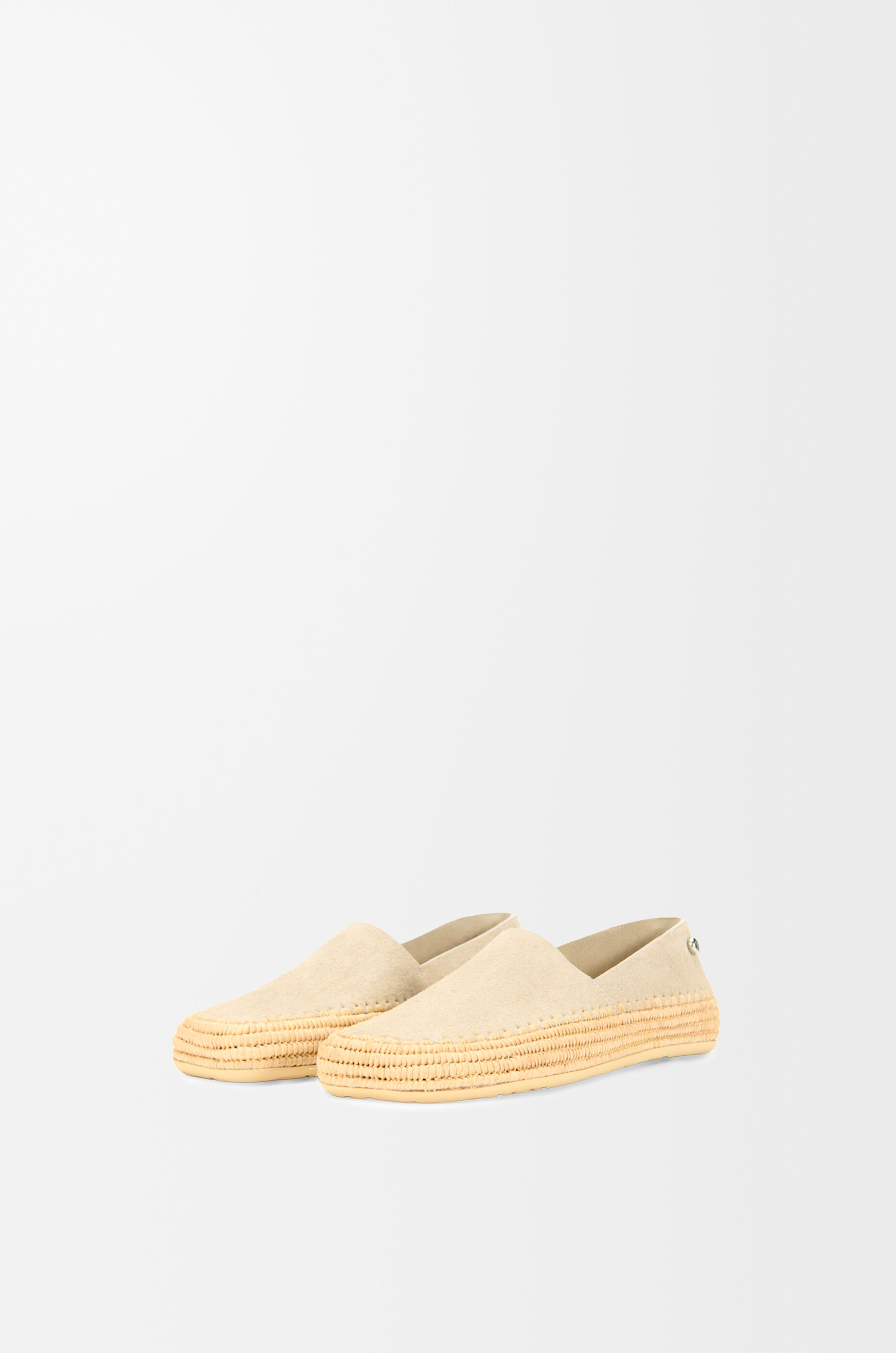 LOEWE Rio slipper in suede and raffia Light Grey