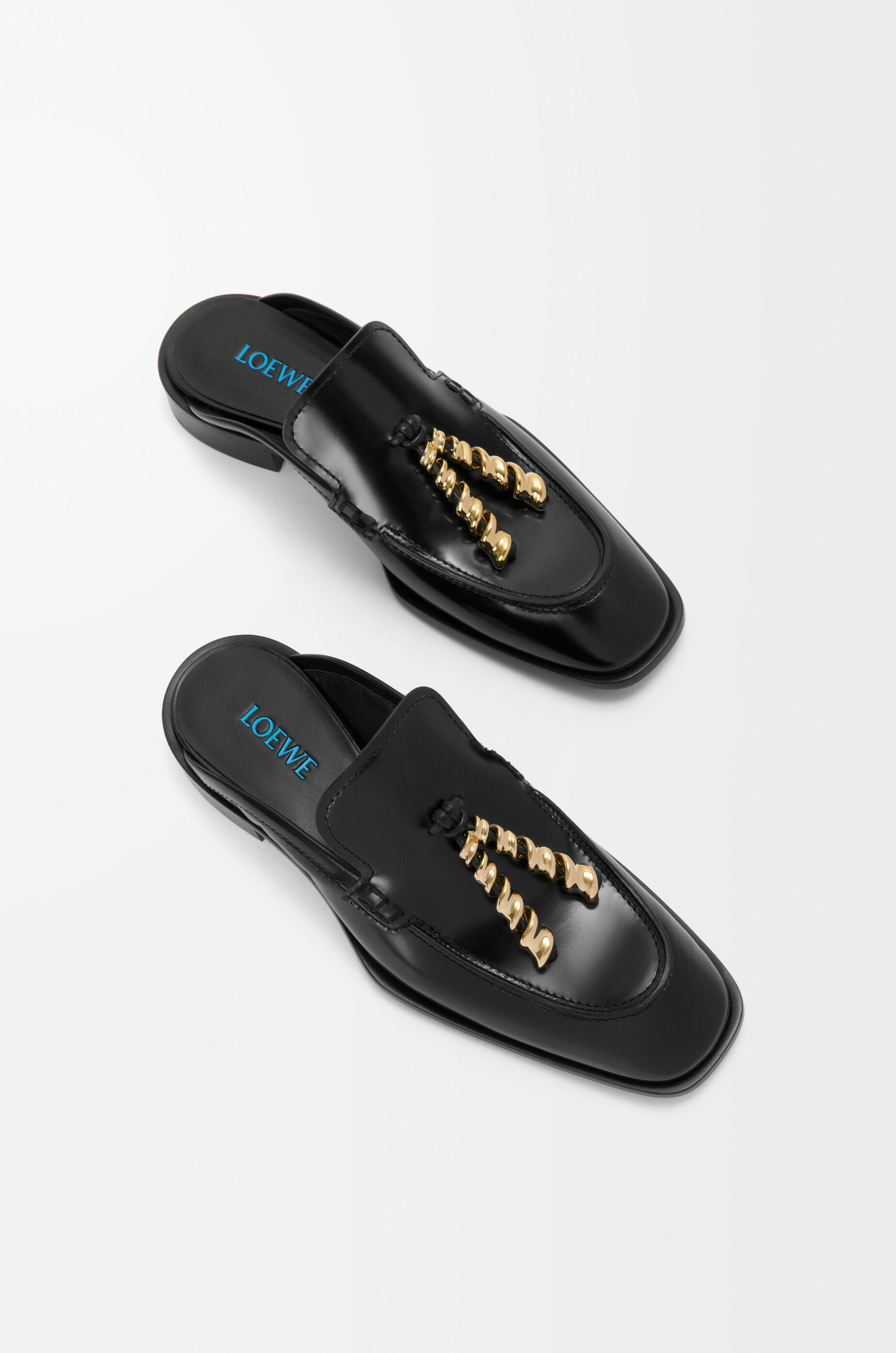 LOEWE Edge loafer mule in brushed calfskin Black