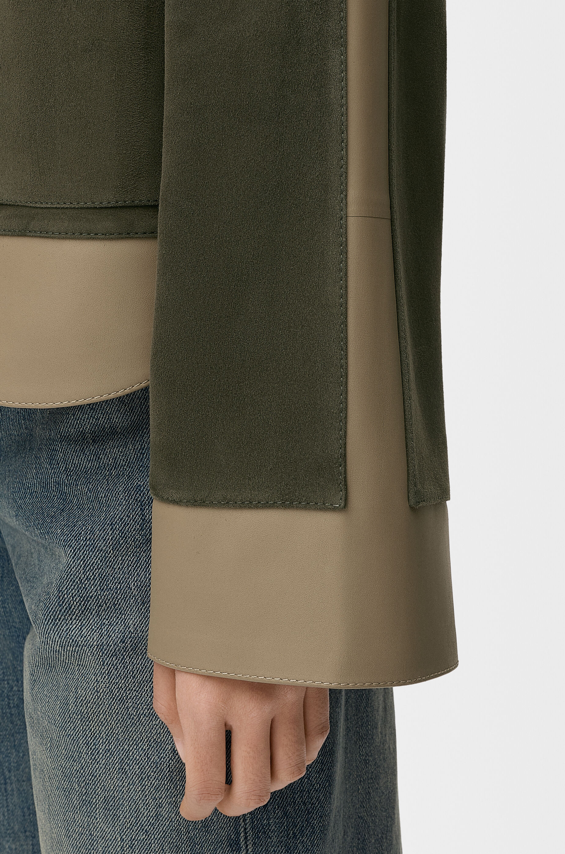 LOEWE Turn-up jacket in suede lambskin Khaki Green