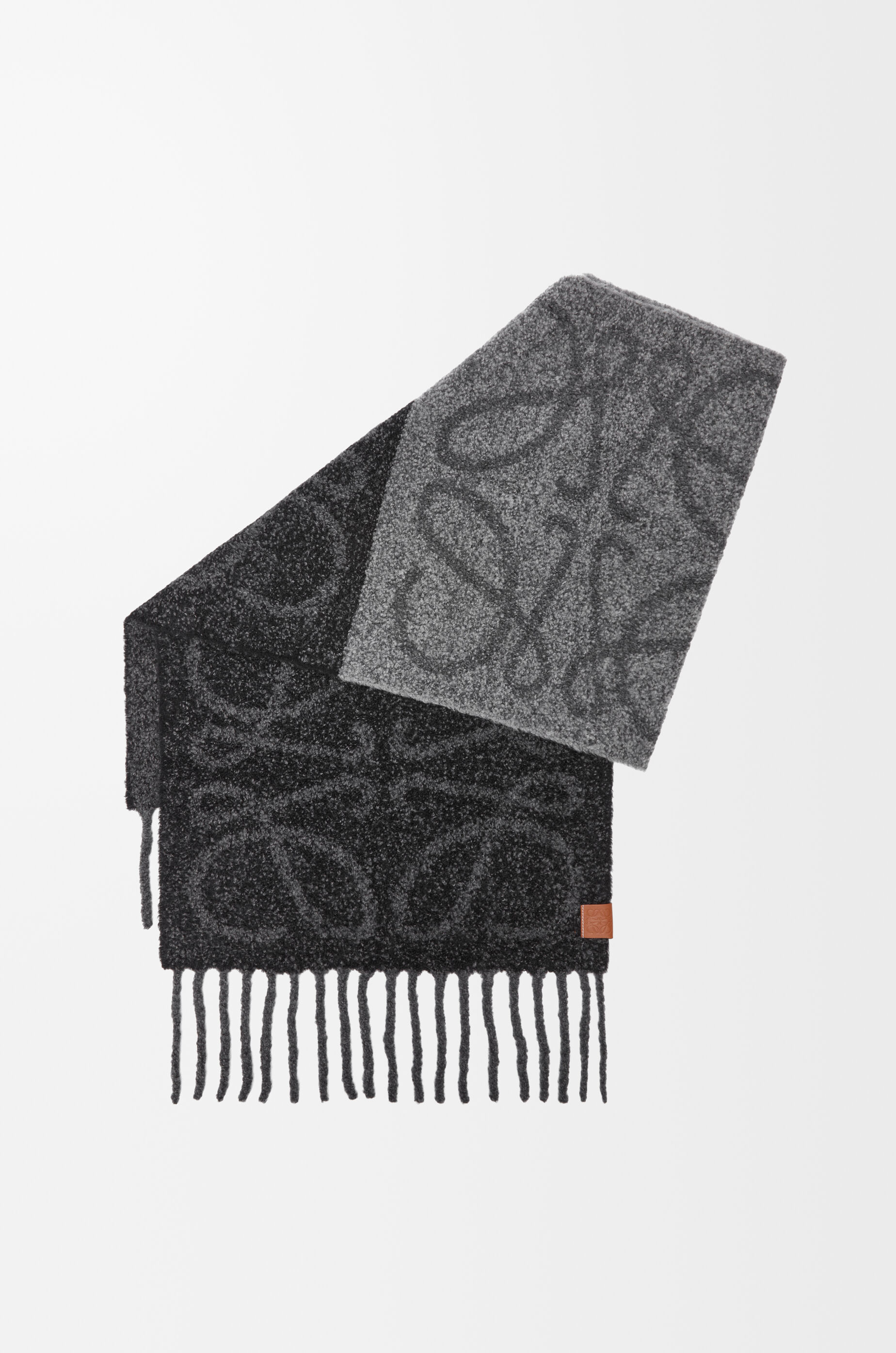 LOEWE Anagram scarf in alpaca and wool Dark Grey/Black