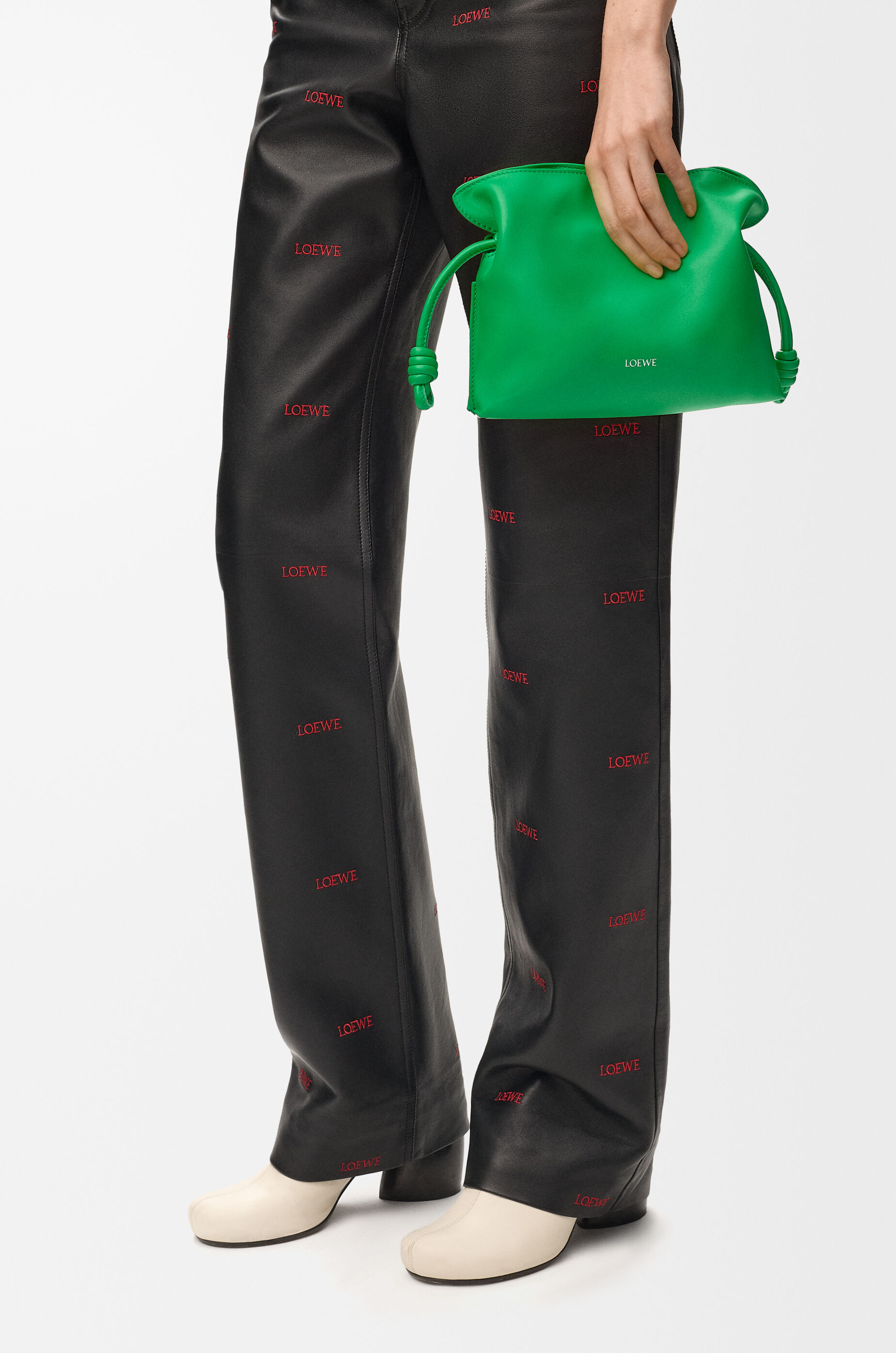 LOEWE Mini Flamenco clutch in nappa calfskin Clover Green