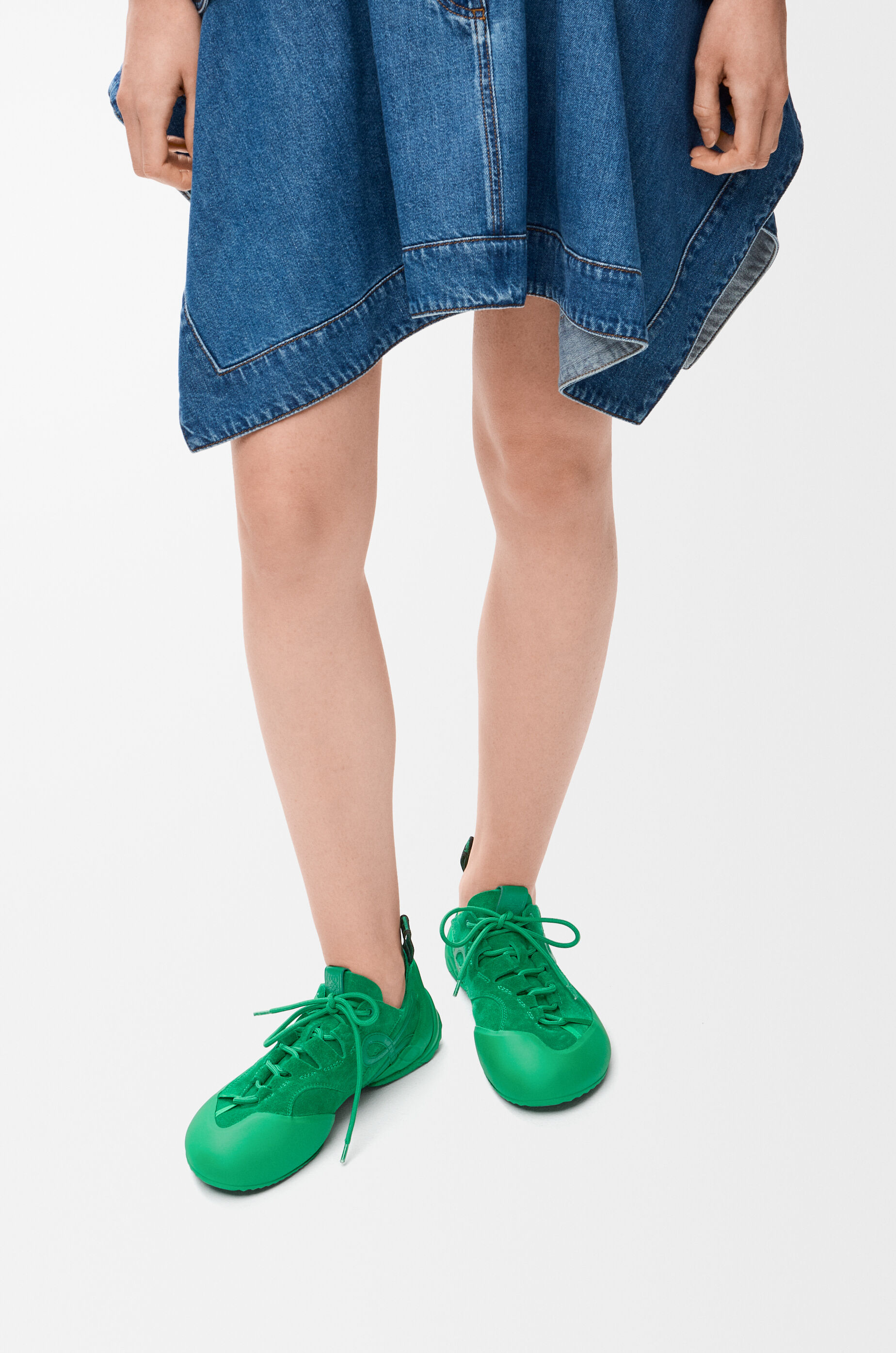 LOEWE Grip sneaker in calfskin suede Jungle Green
