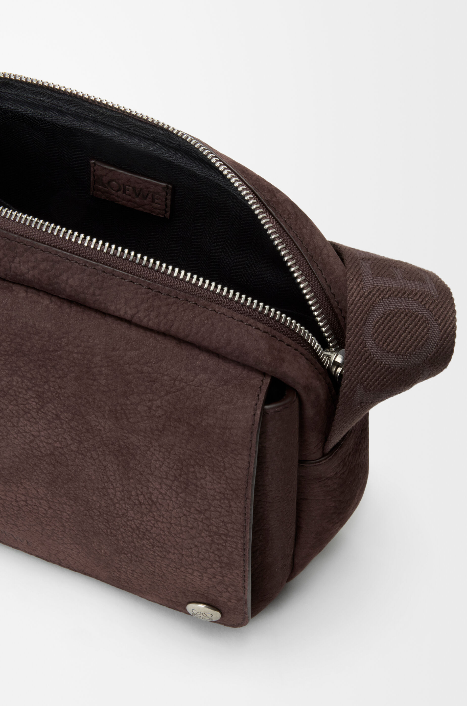 LOEWE Medium Pebble messenger bag in grained nubuck Dark Chestnut
