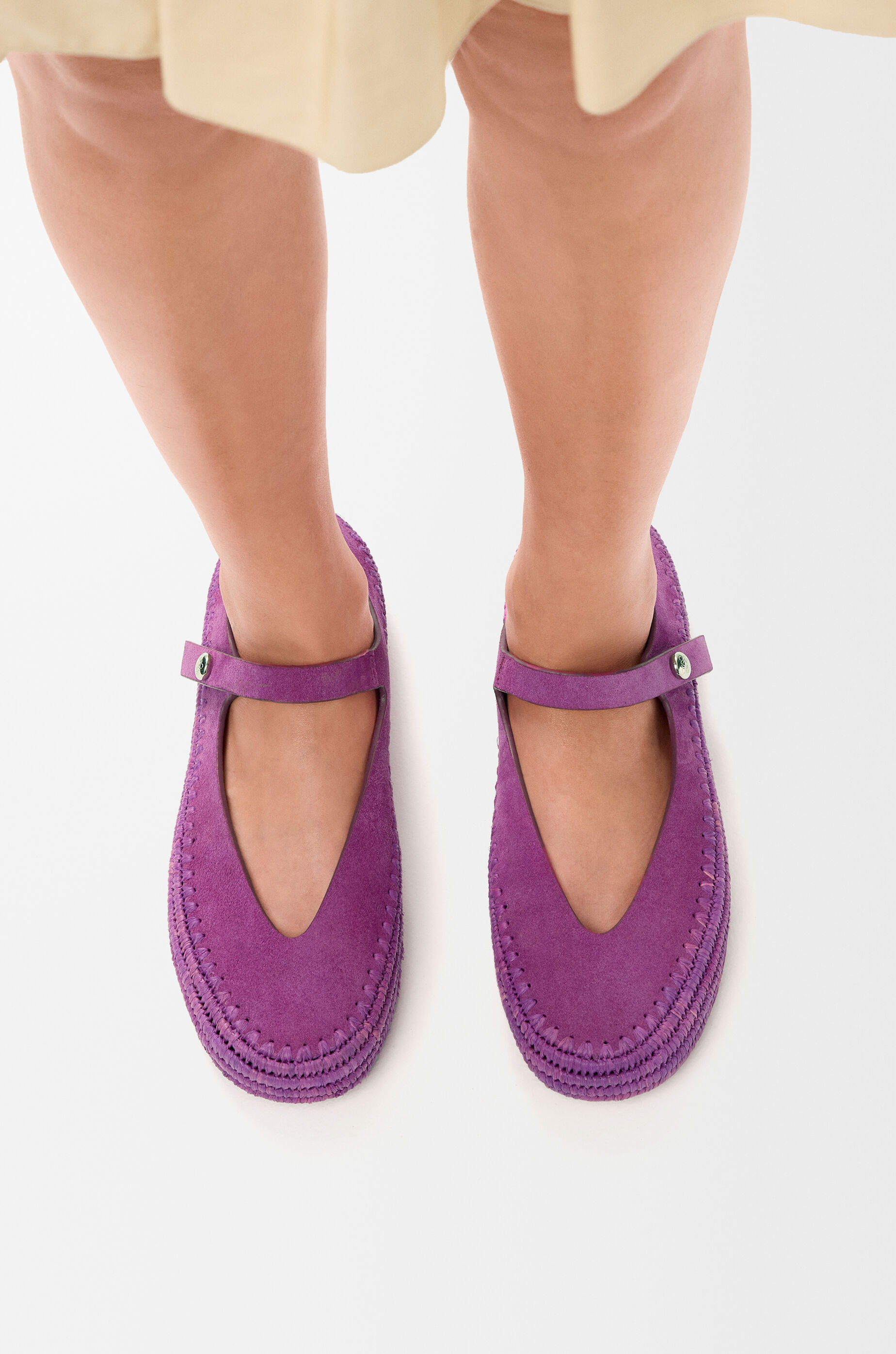 LOEWE Rio Mary-Jane in suede and raffia Orchid