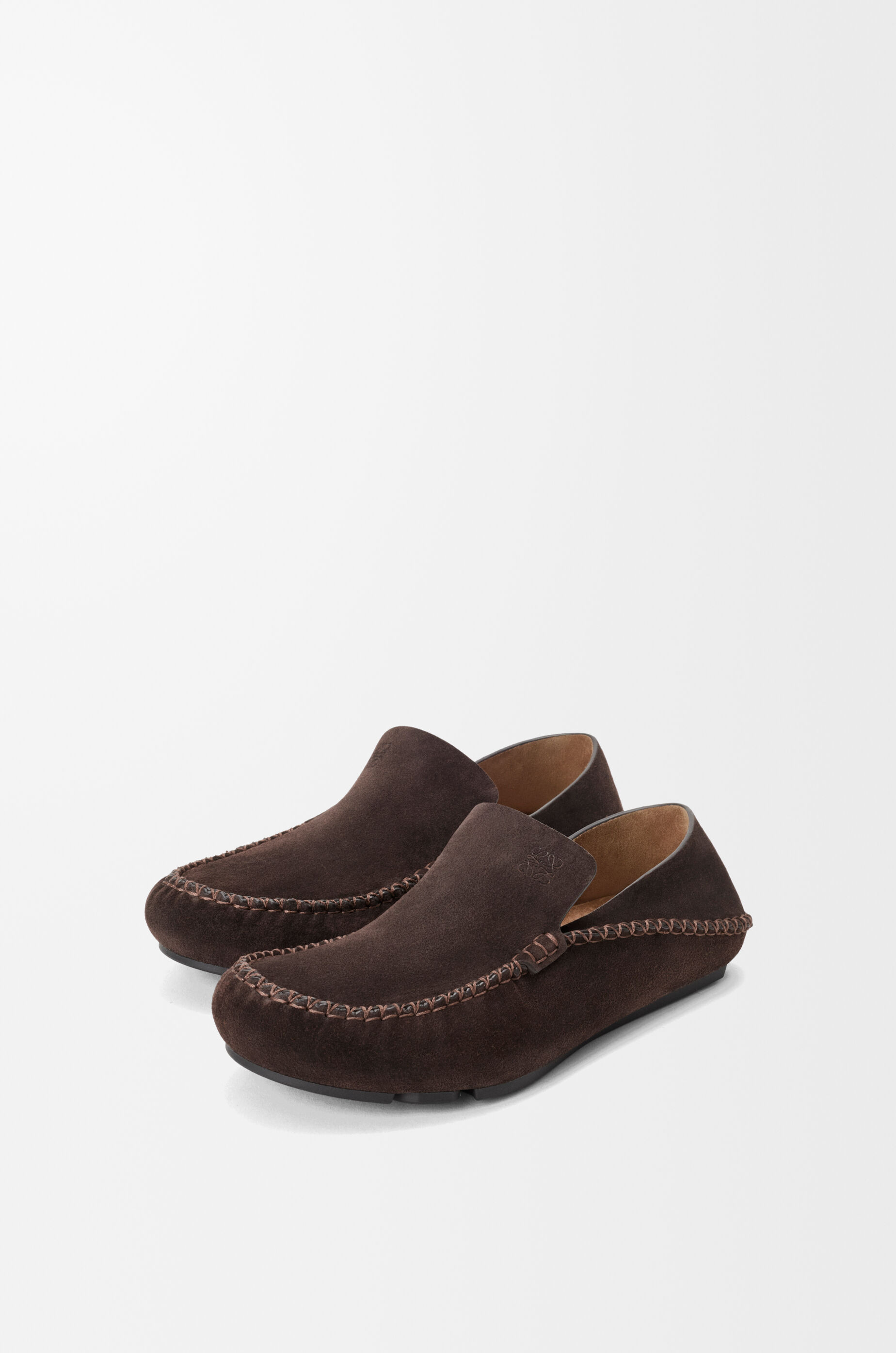 LOEWE Rambla driving loafer in suede calfskin Dark Brown