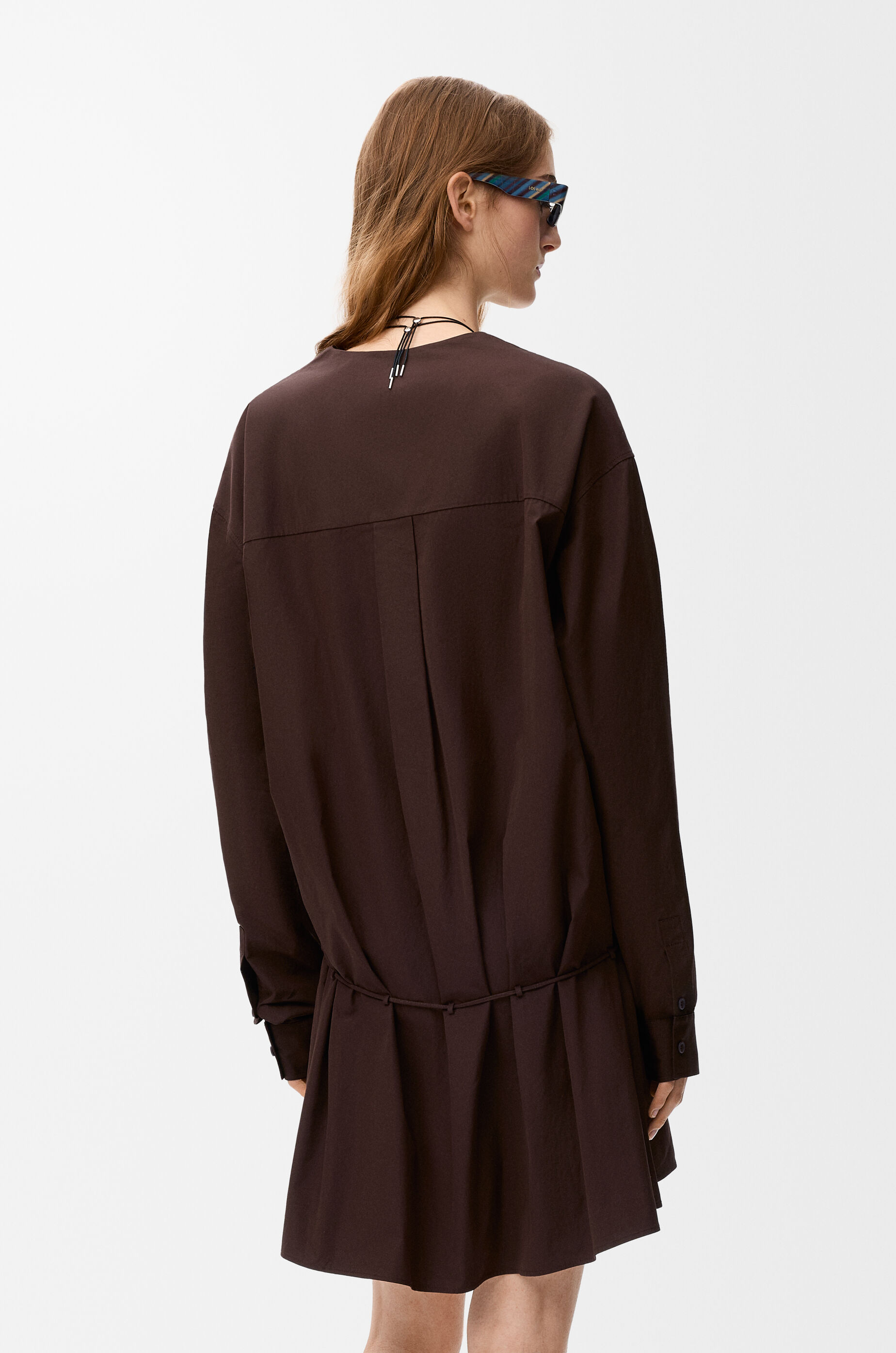 LOEWE Shirt dress in cotton Chocolate Brown