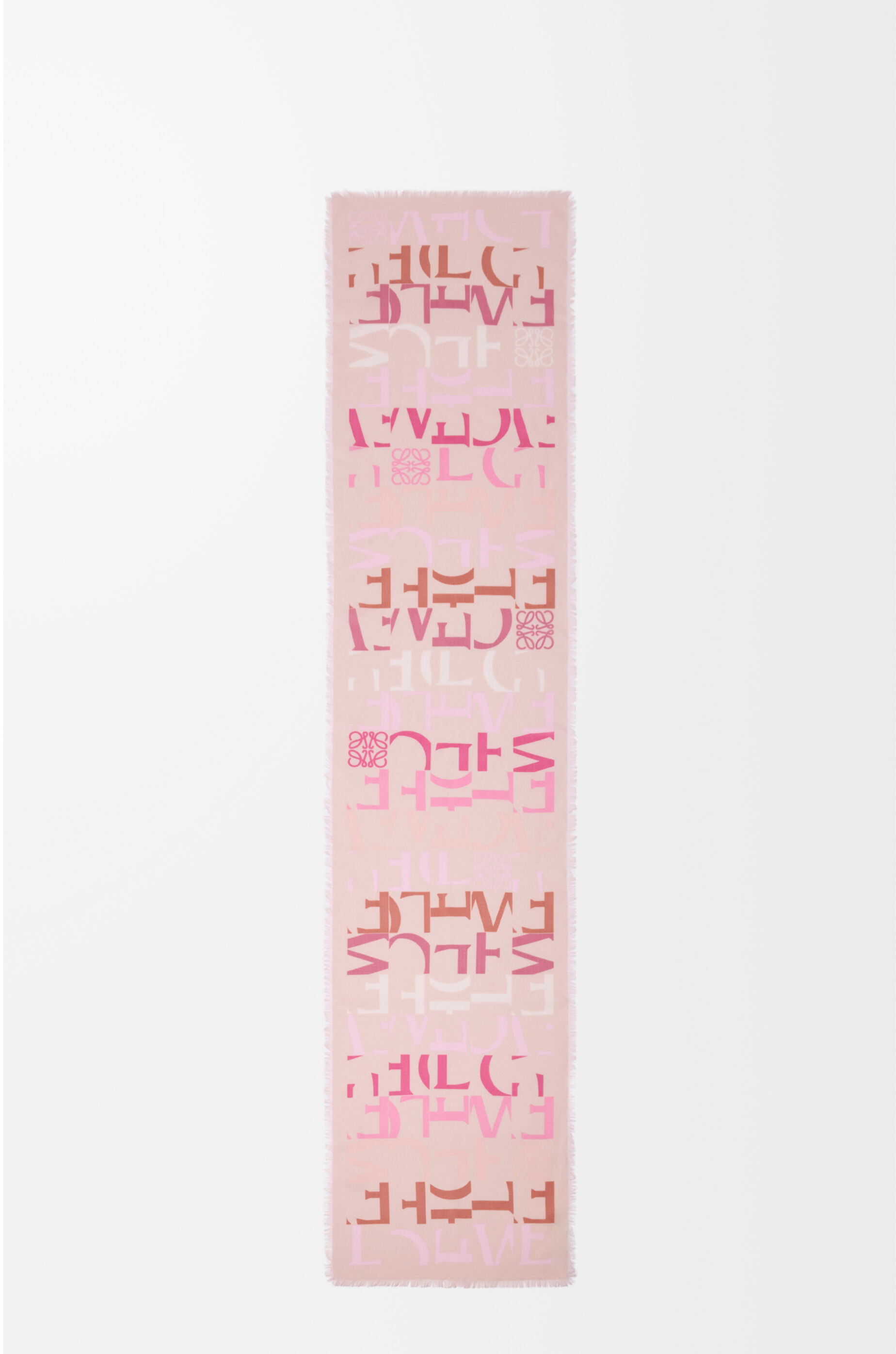 LOEWE Scarf in wool, silk and cashmere blend Pink Multitone