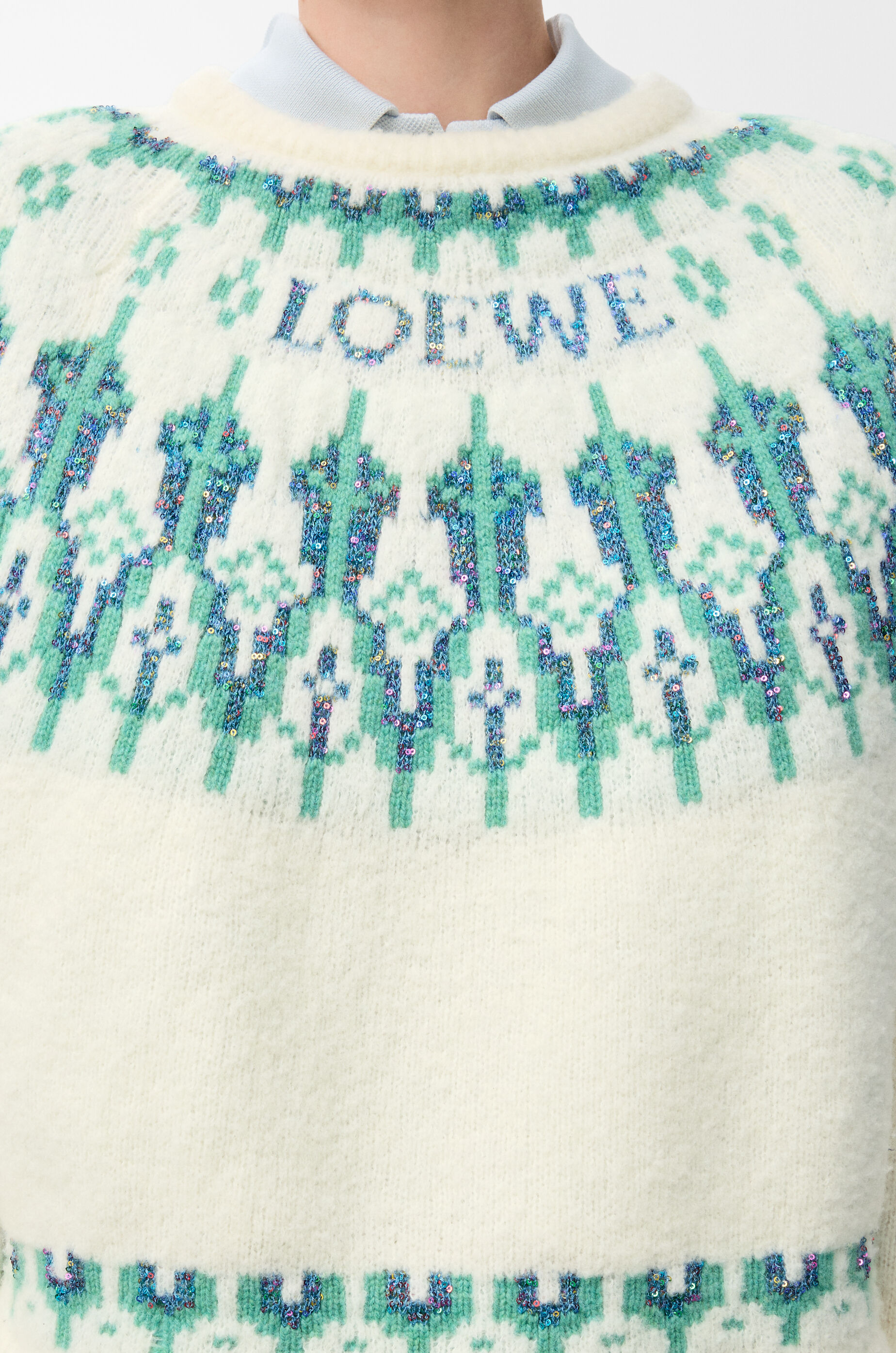 LOEWE Sweater in wool blend White/Mint
