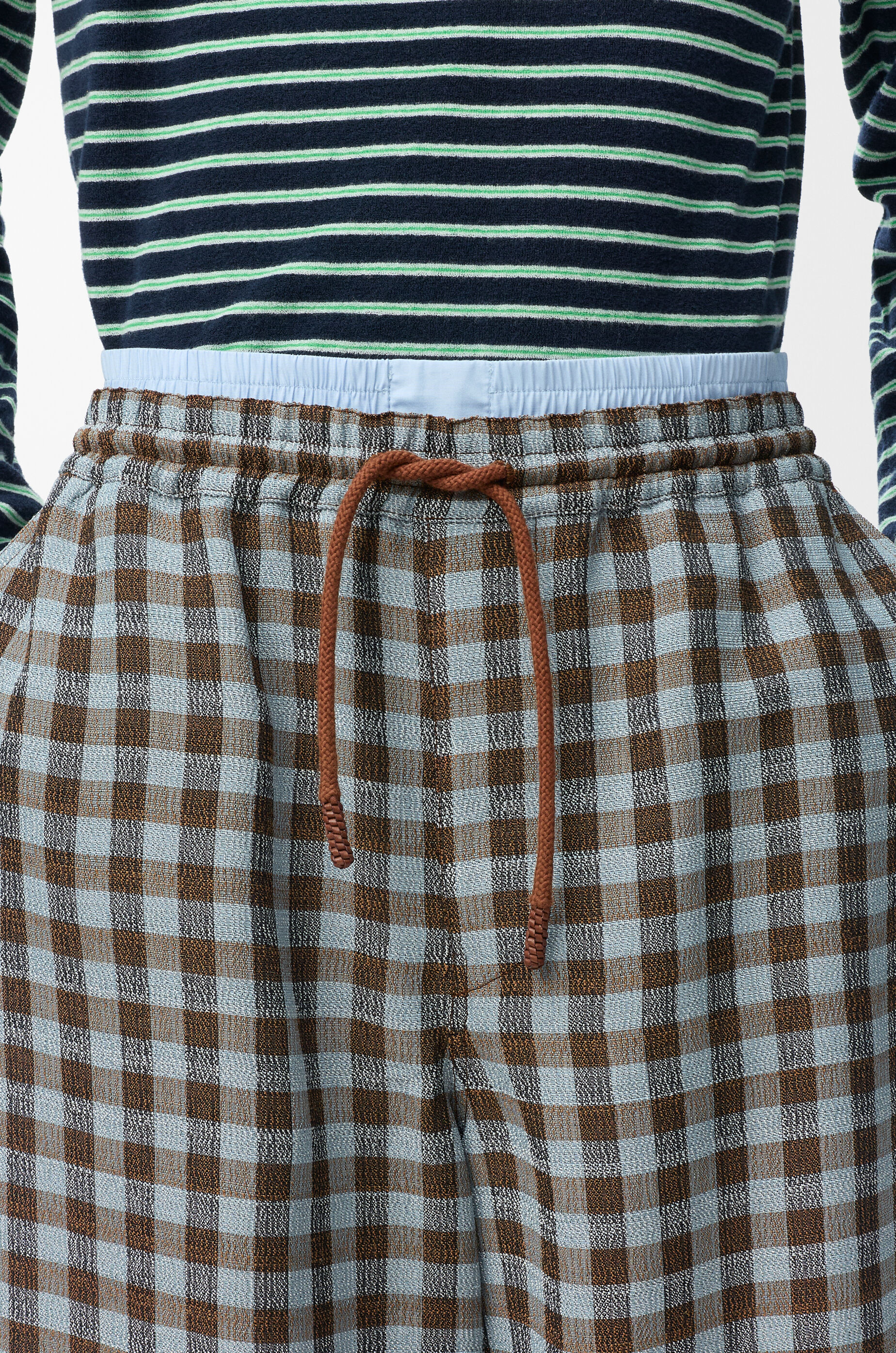 LOEWE Shorts in viscose and linen blend Blue/Brown