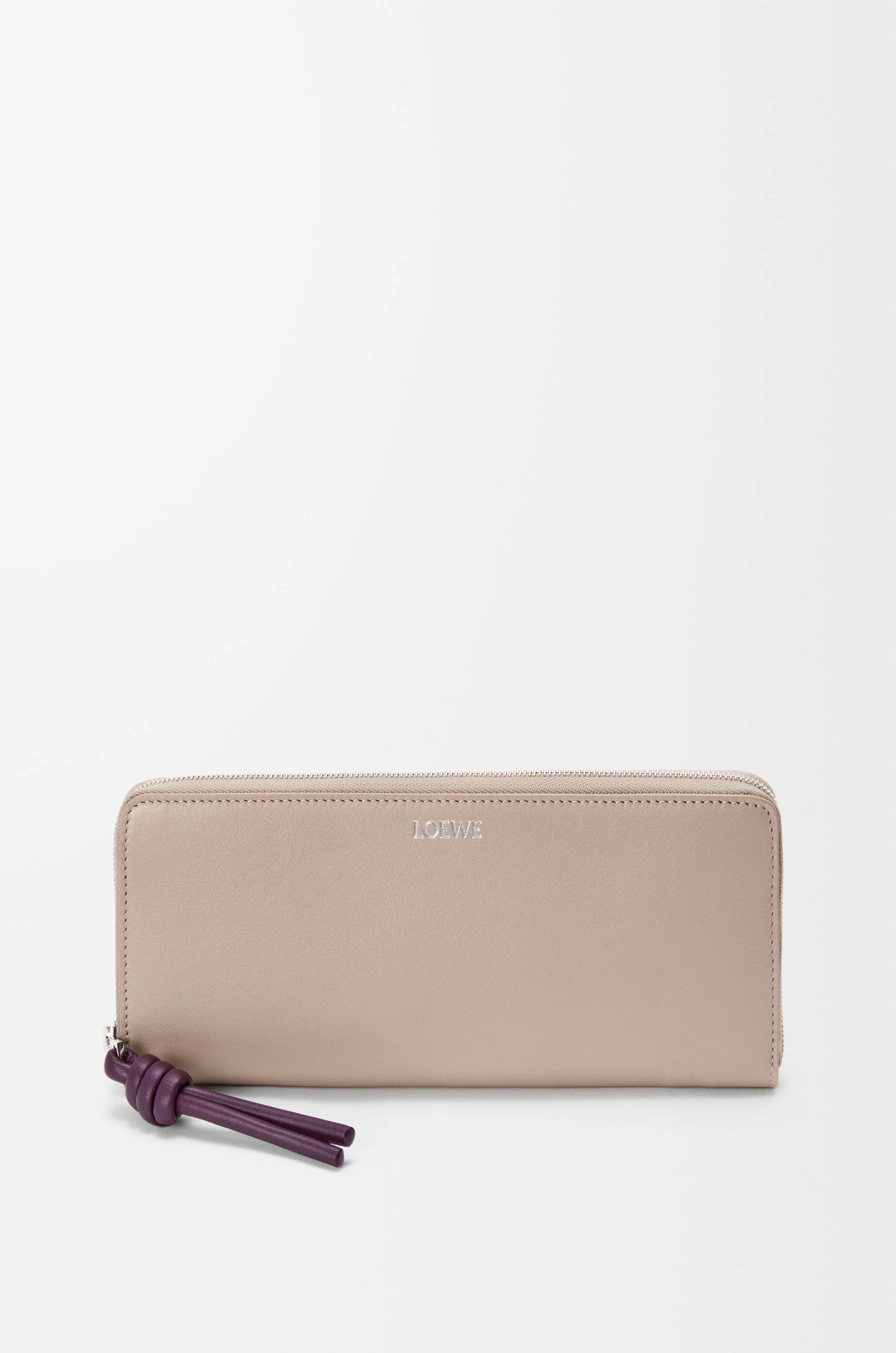 LOEWE Knot zip around wallet in shiny nappa calfskin Clay/Plum