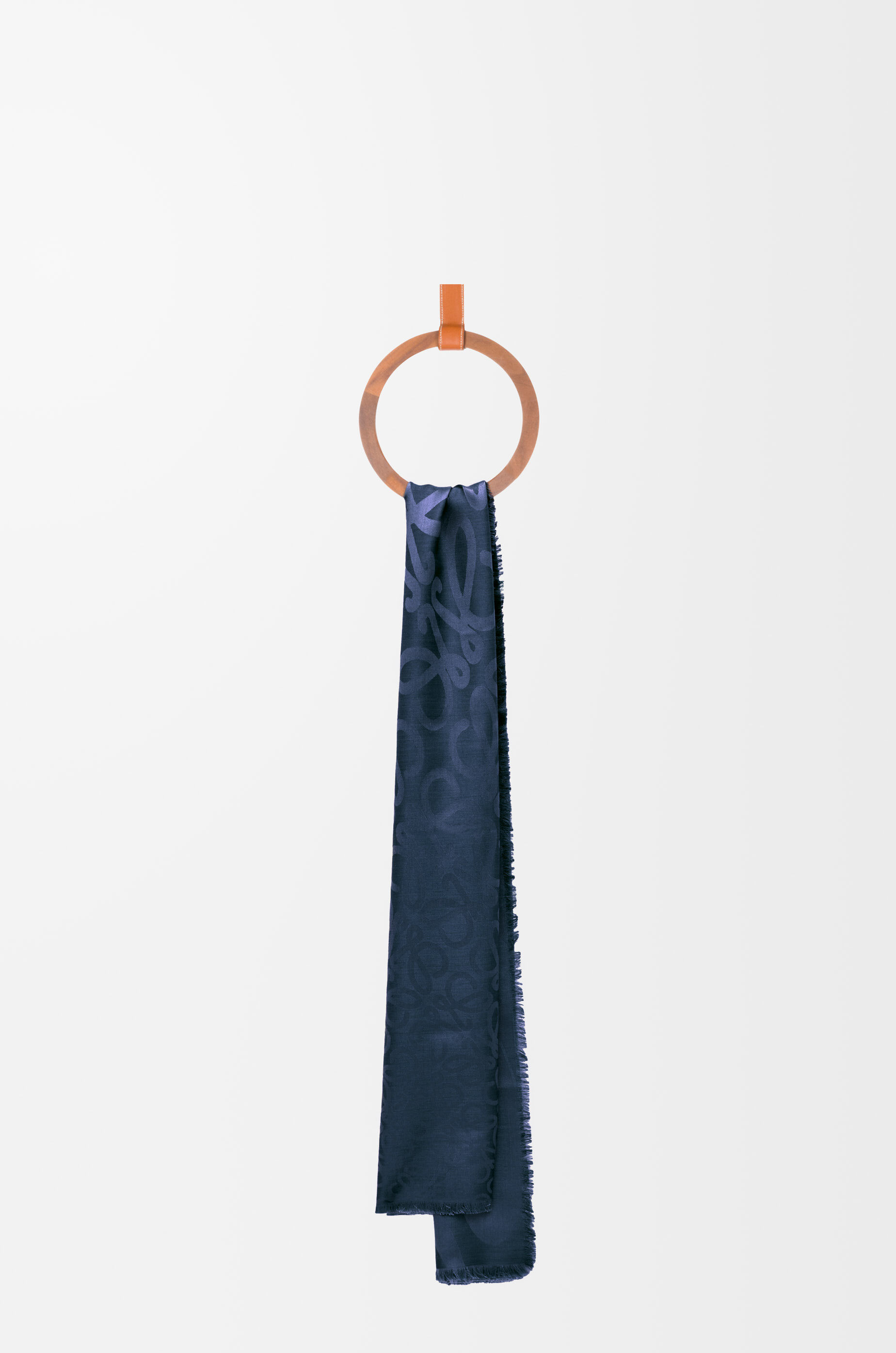 LOEWE Scarf in silk and wool Navy Blue