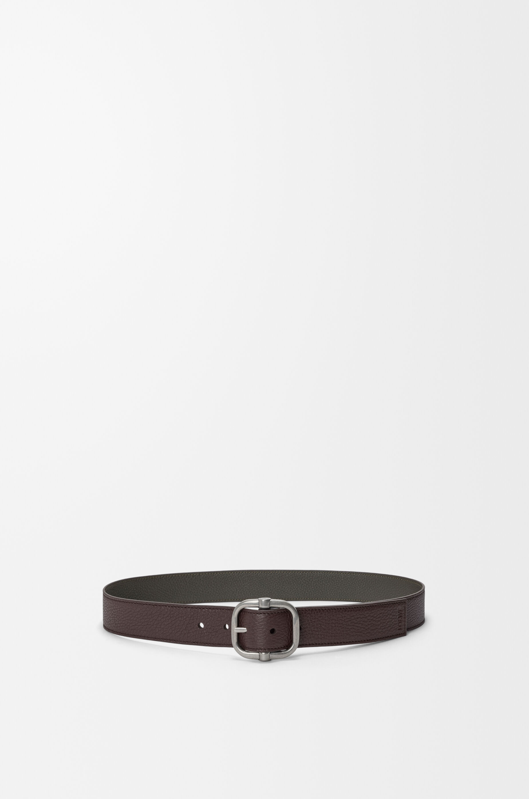 LOEWE Reversible Loop belt in supple grained calfskin Chocolate/Dark Khaki/Vint Pall
