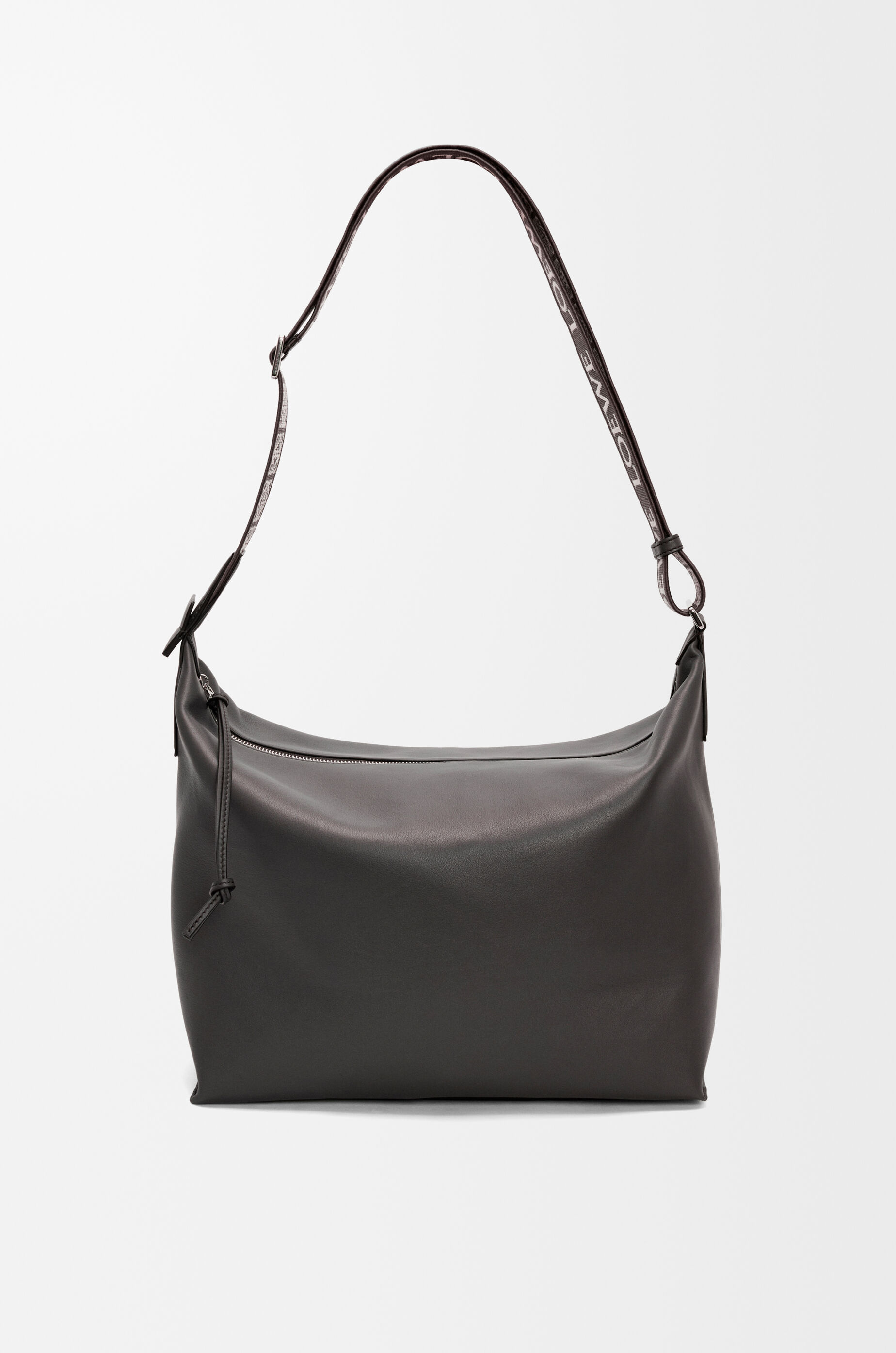 LOEWE Cubi crossbody bag in supple smooth calfskin and jacquard Dark Grey