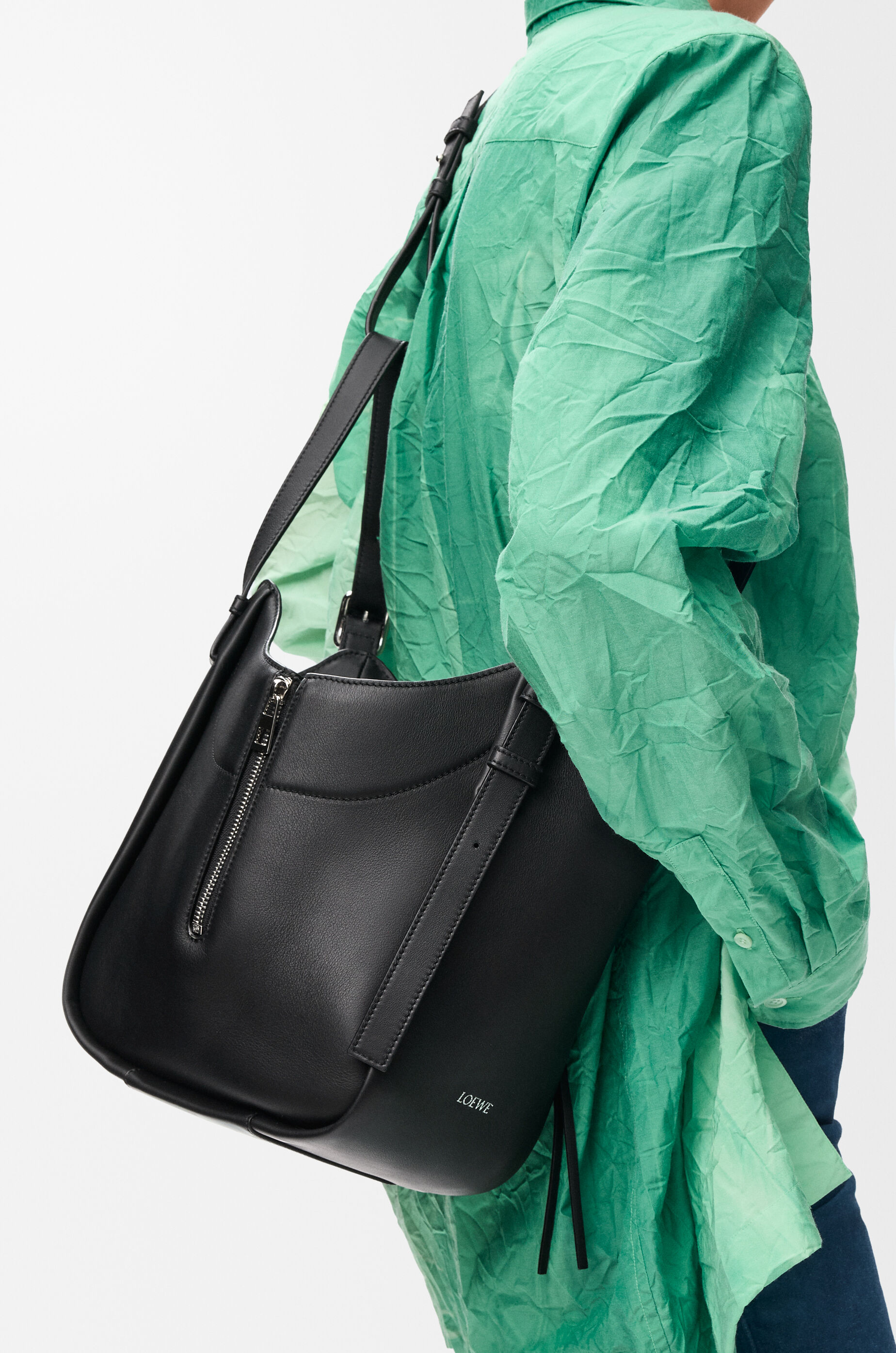 LOEWE Hammock Flip bag in classic calfskin Black