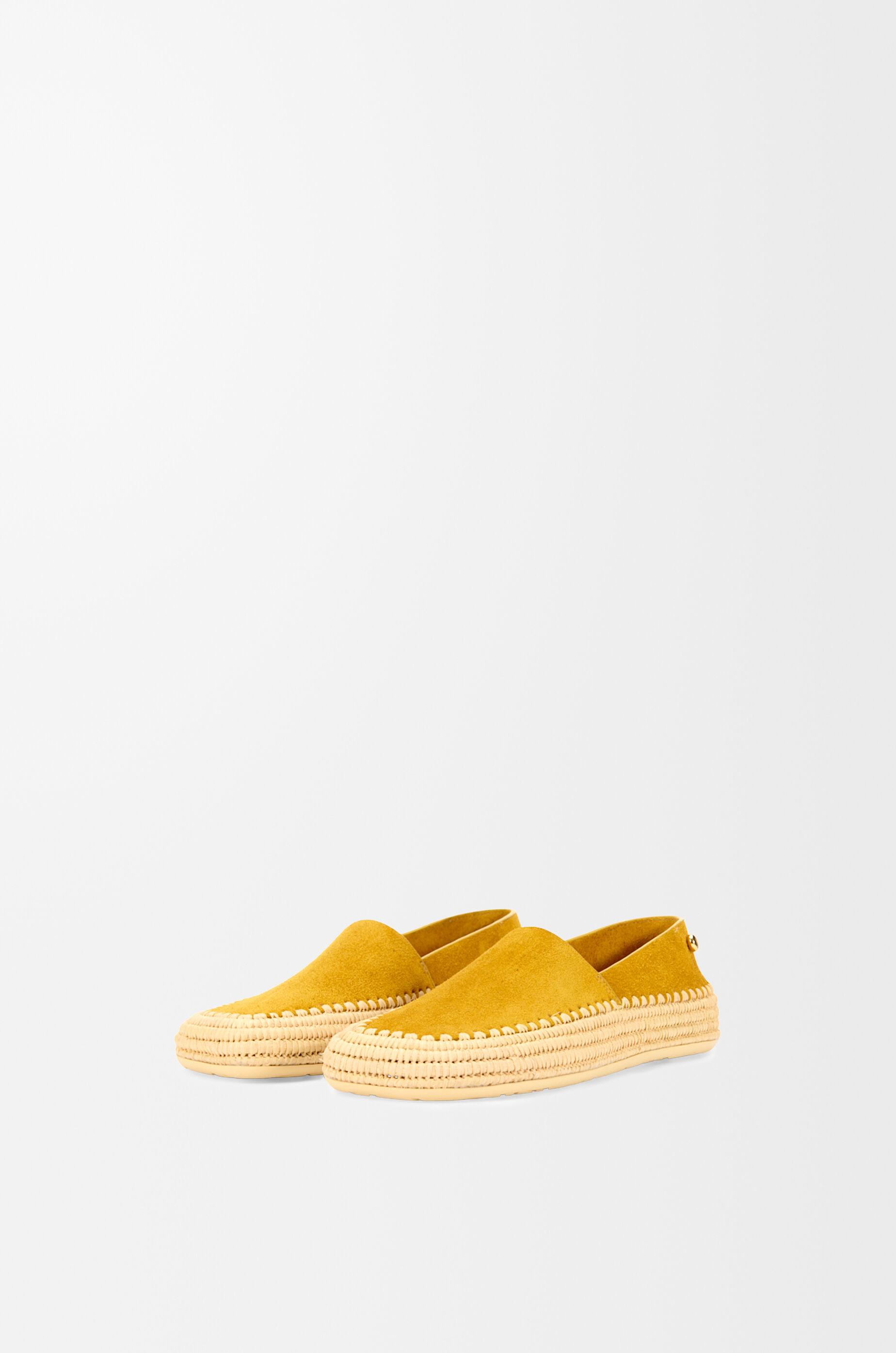 LOEWE Rio slipper in suede and raffia Mustard