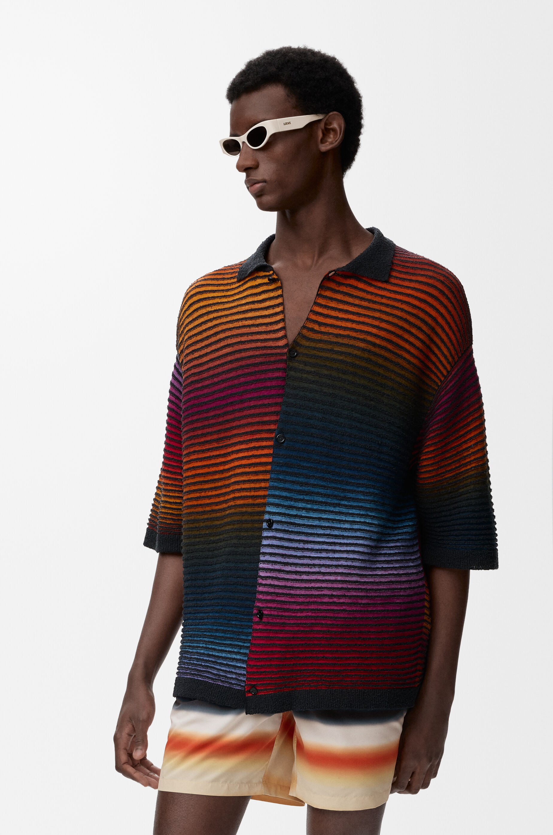 LOEWE Short sleeve shirt in cotton blend Multicolor/Black