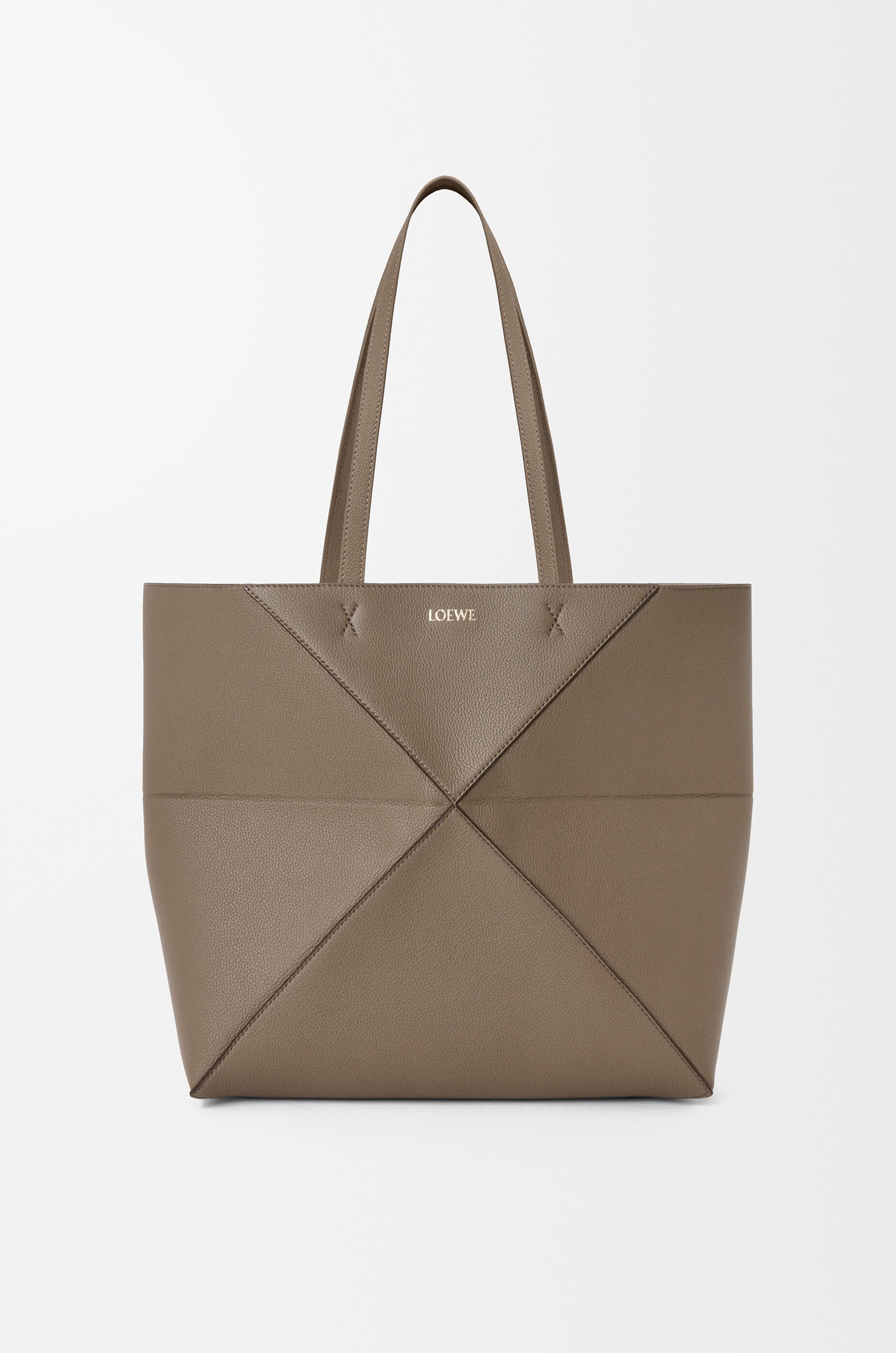 LOEWE Medium horizontal Puzzle Fold tote in soft grained calfskin Taupe