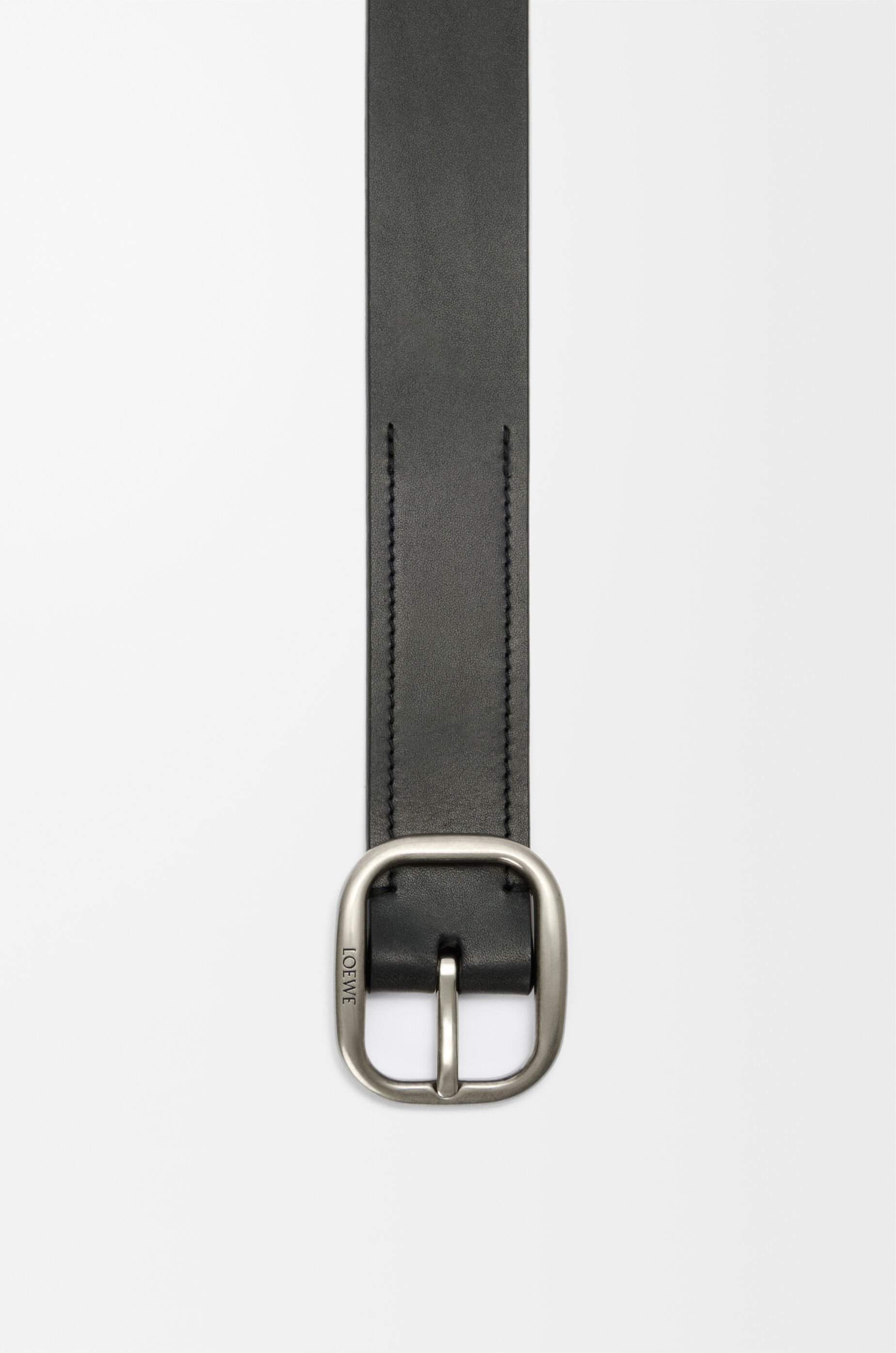 LOEWE Rounded soft belt in classic calfskin  Black/Vintage Palladium