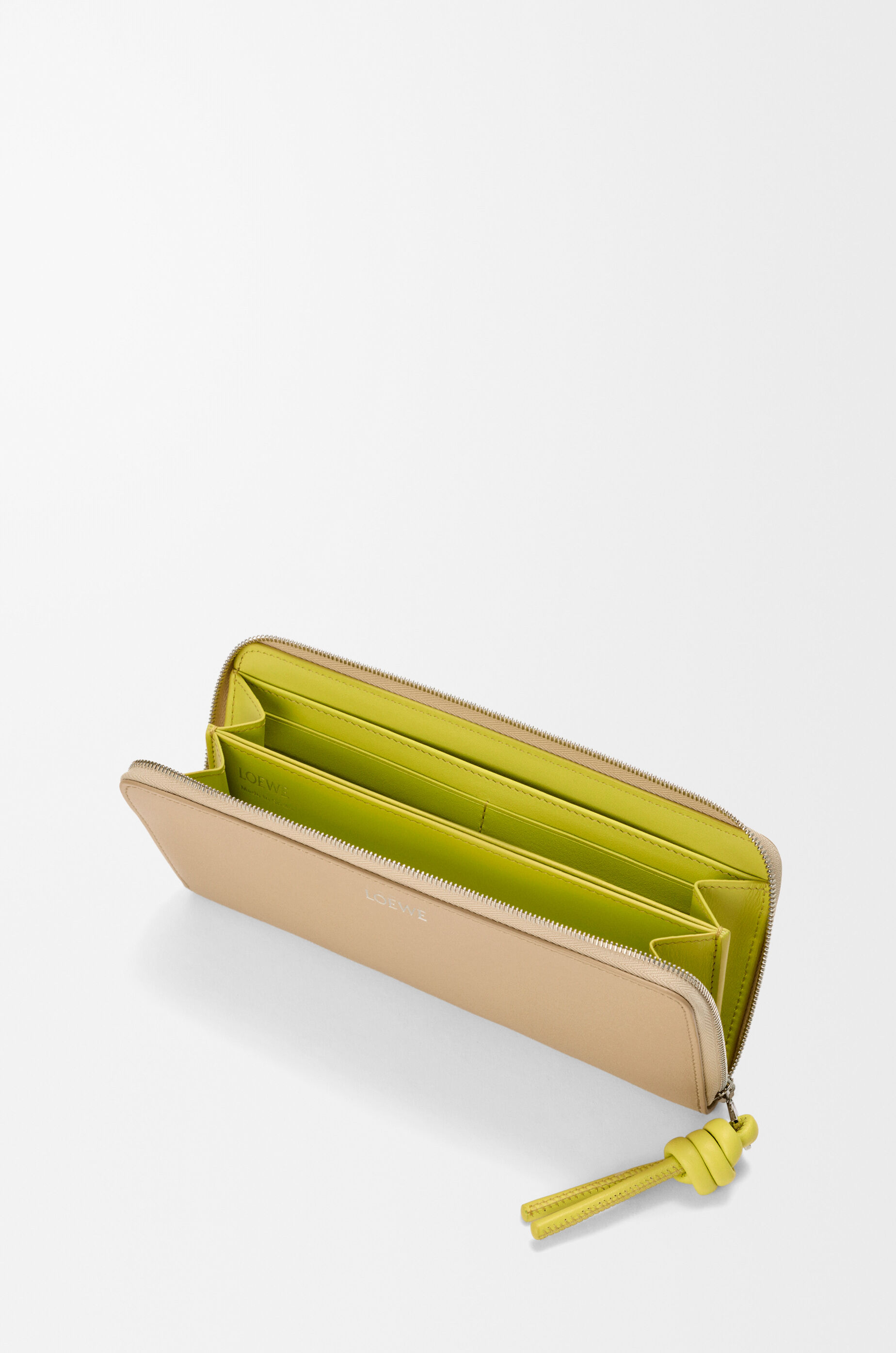 LOEWE Knot zip around wallet in shiny nappa calfskin Beige/Lemon