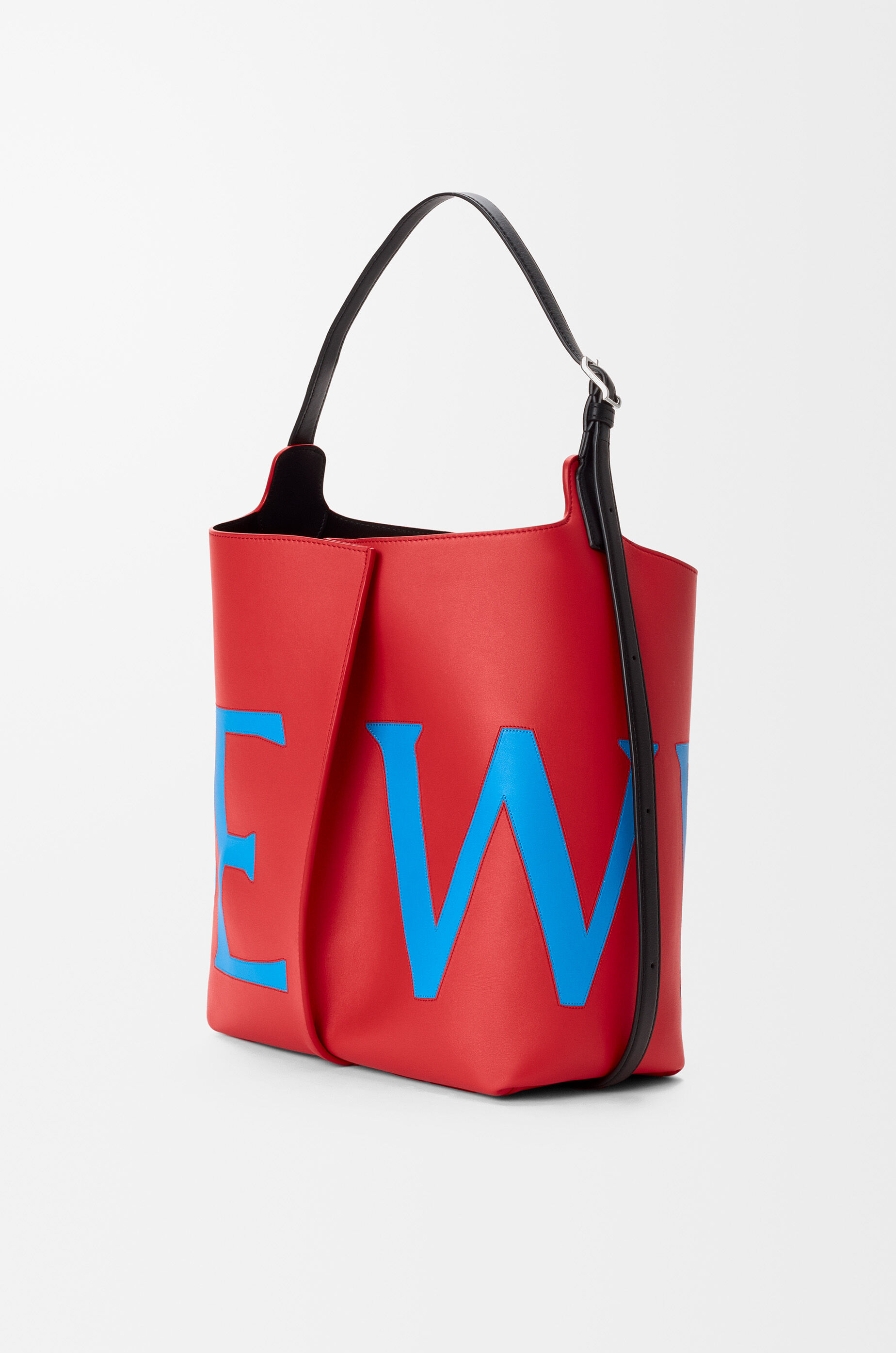 LOEWE Large Bilbao bucket Oversized Logo in smooth calfskin Red/Blue