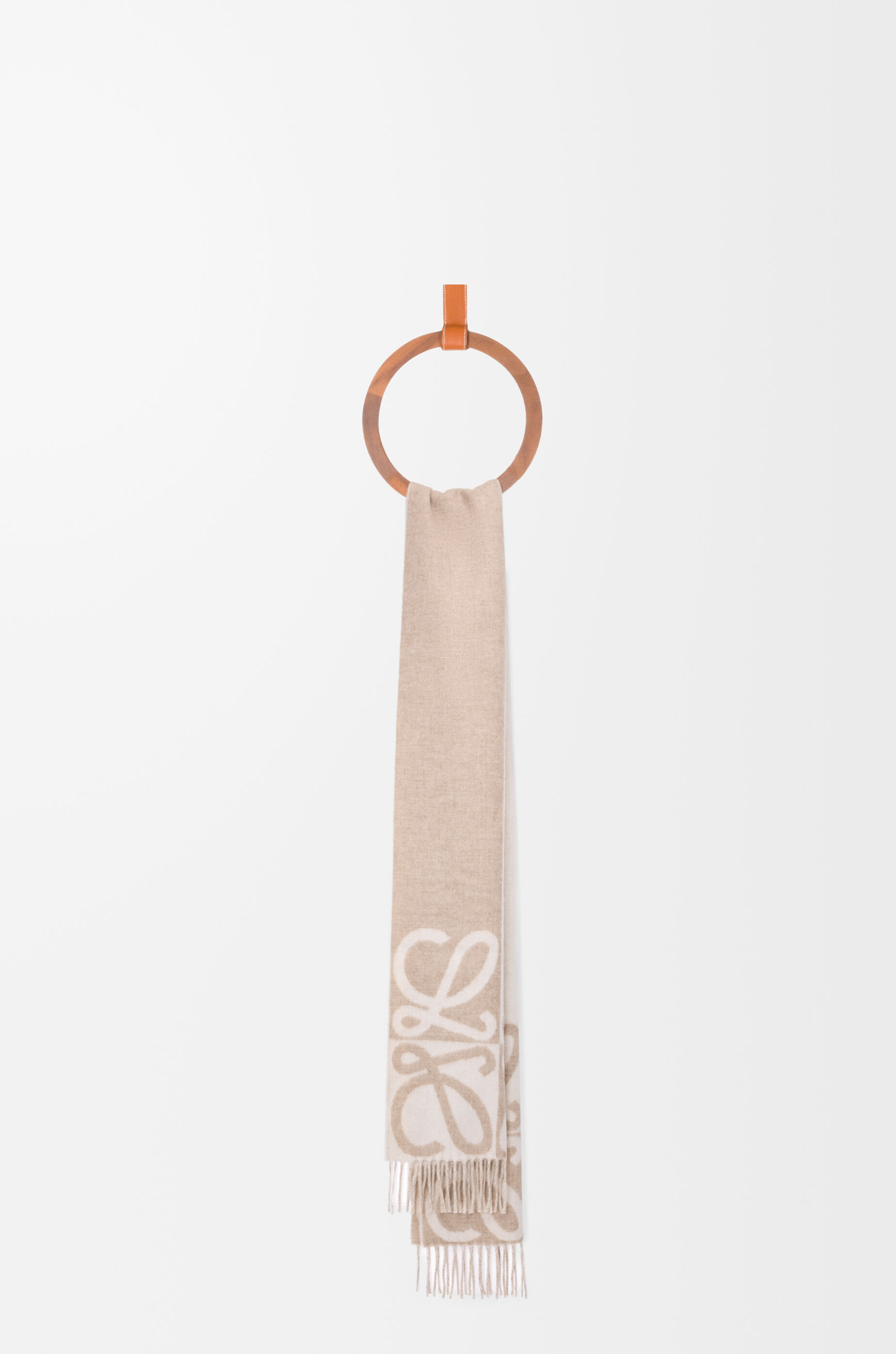 LOEWE Scarf in wool and cashmere Beige/Ecru