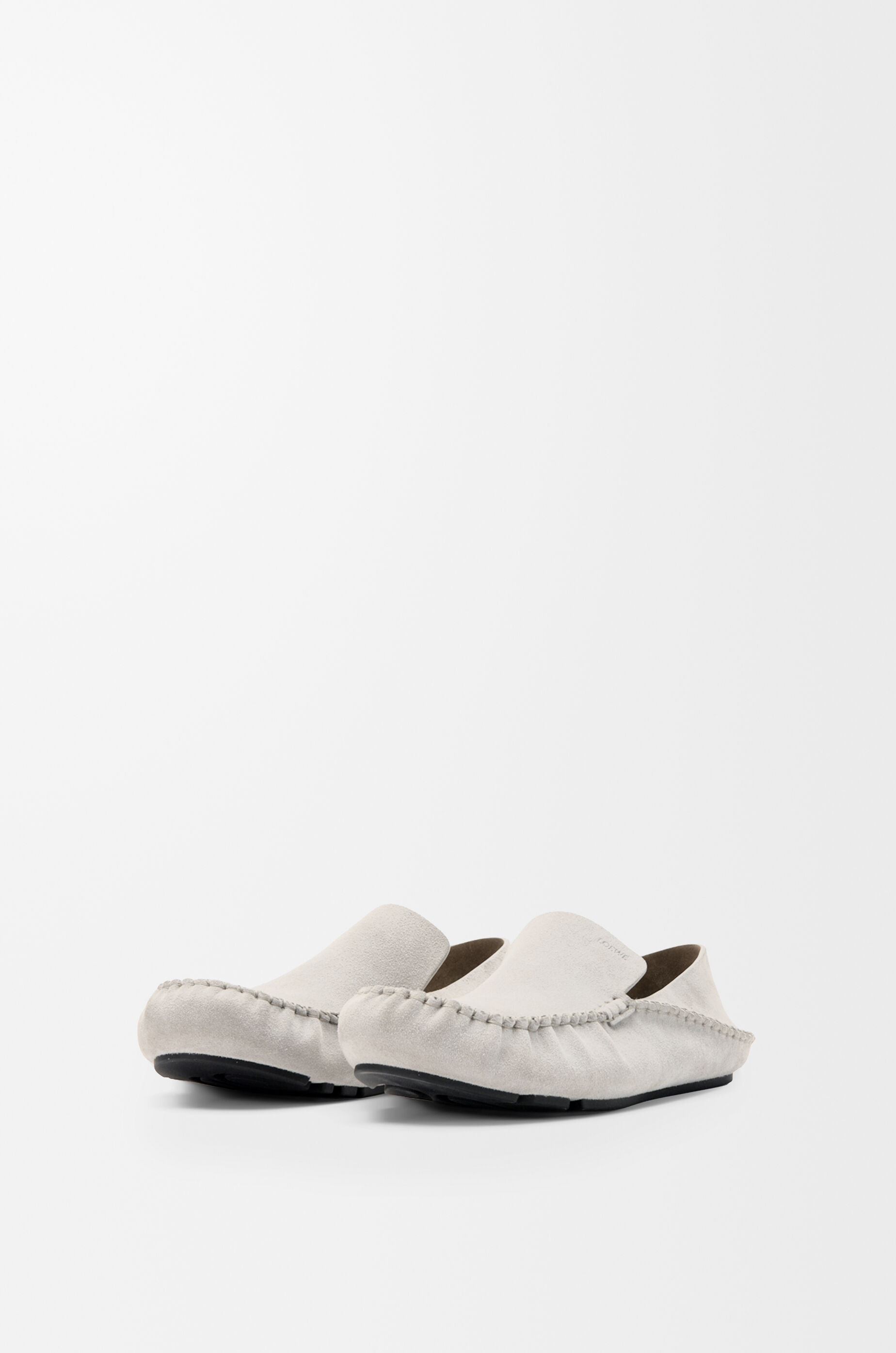 LOEWE Rambla driving loafer in suede calfskin Light Grey