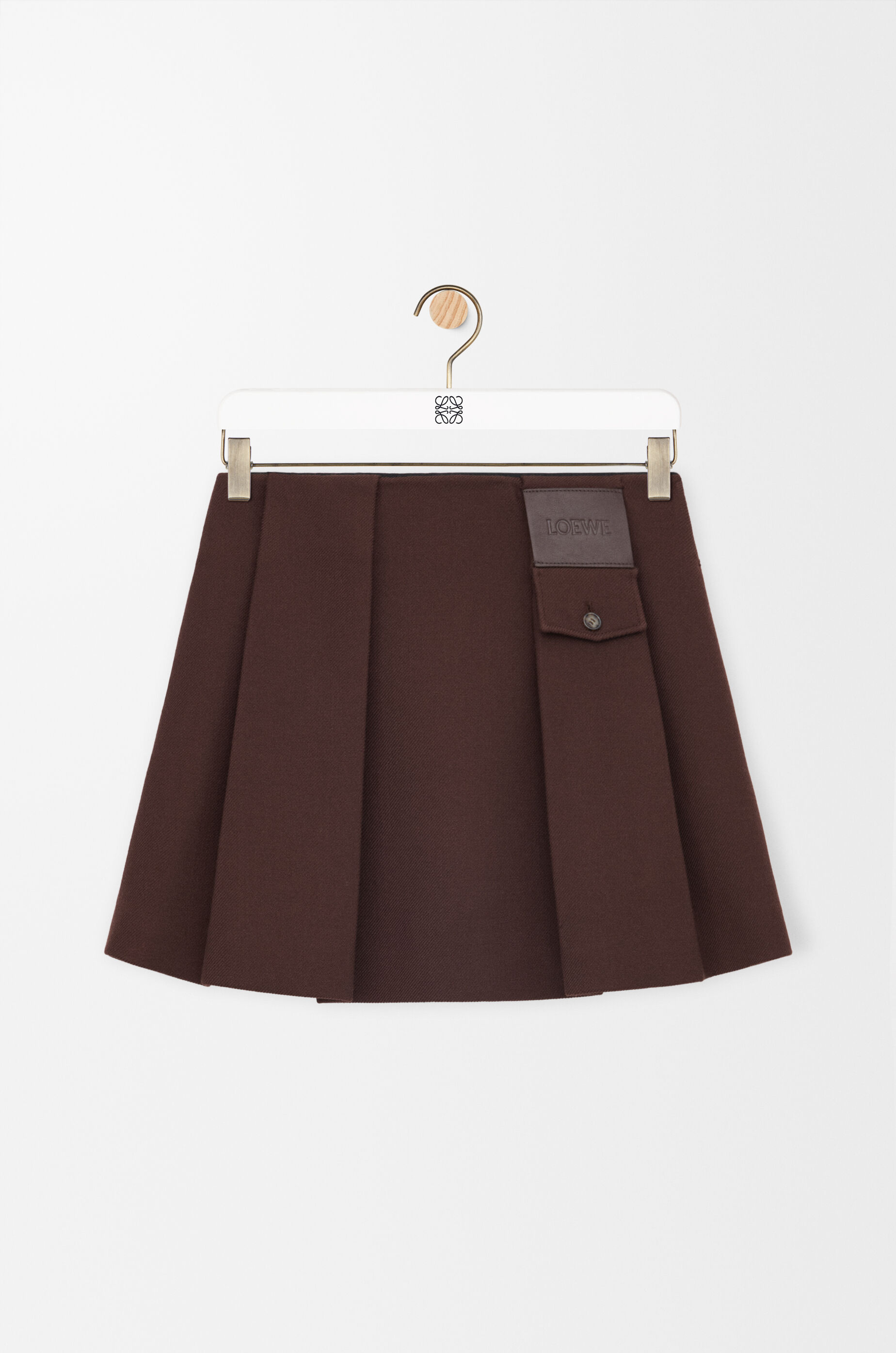 LOEWE Mini skirt in wool Dark Brown