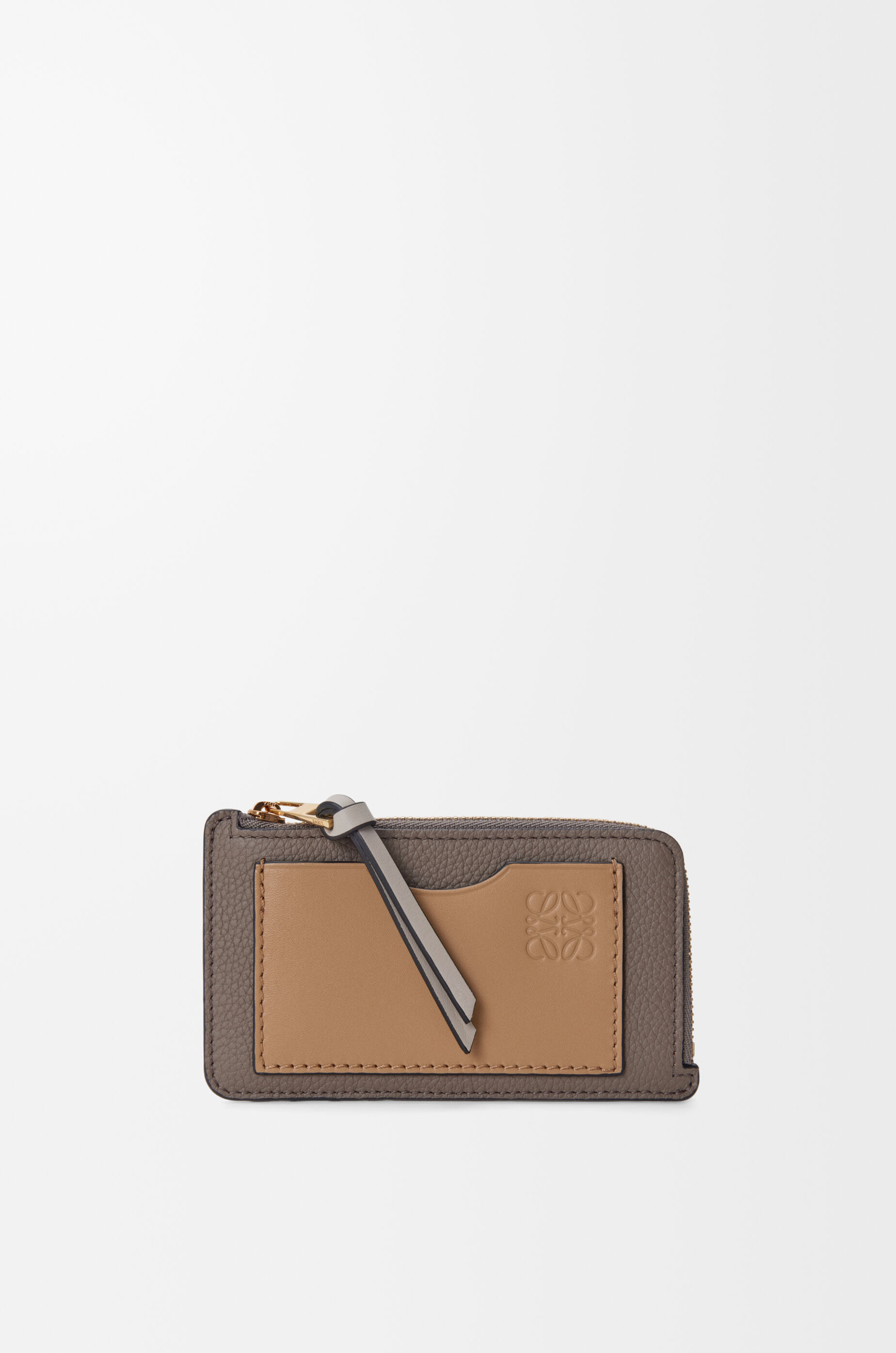 LOEWE Coin cardholder in soft grained calfskin Taupe/Gold