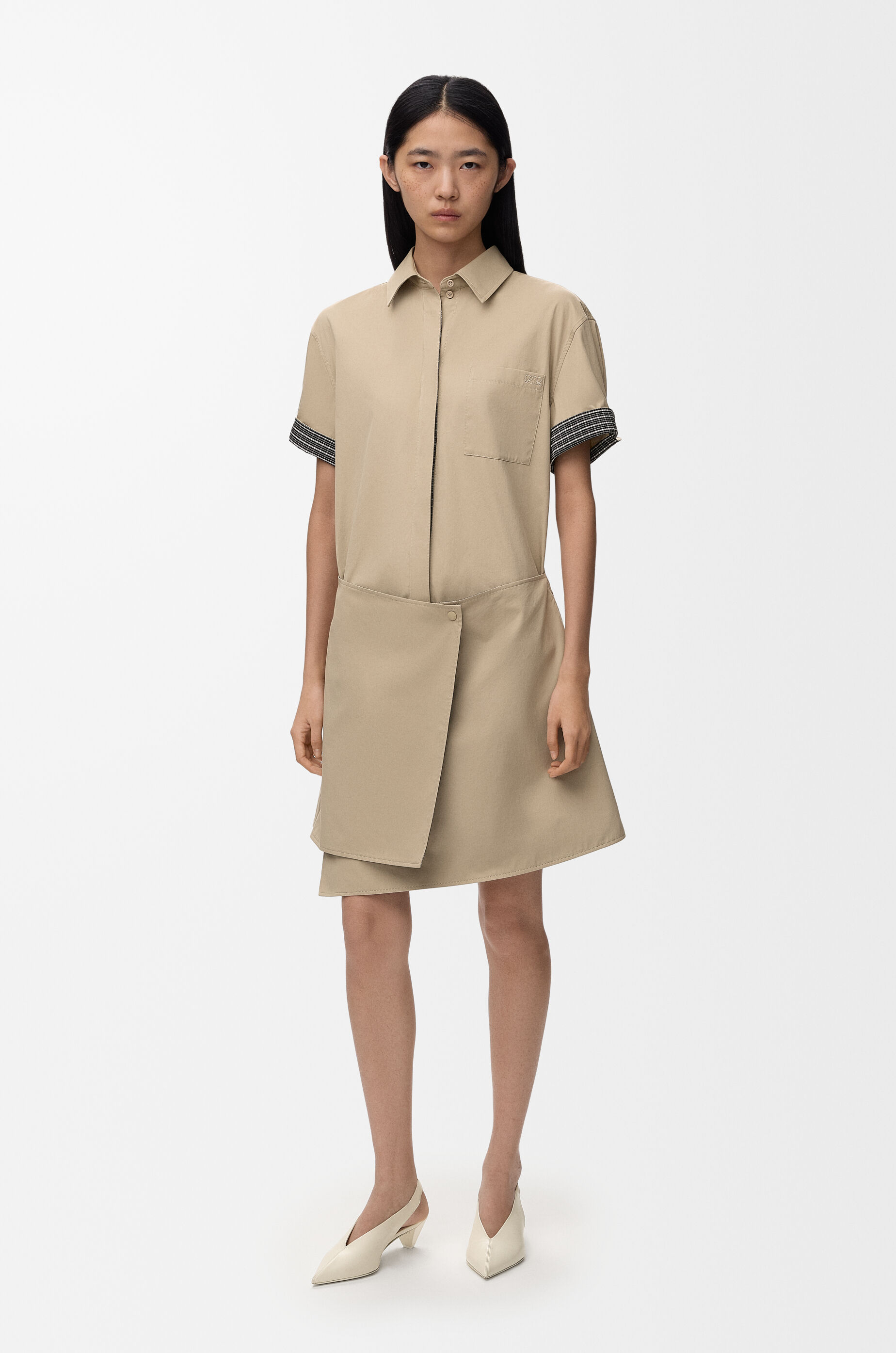 LOEWE Dress in cotton and silk Beige