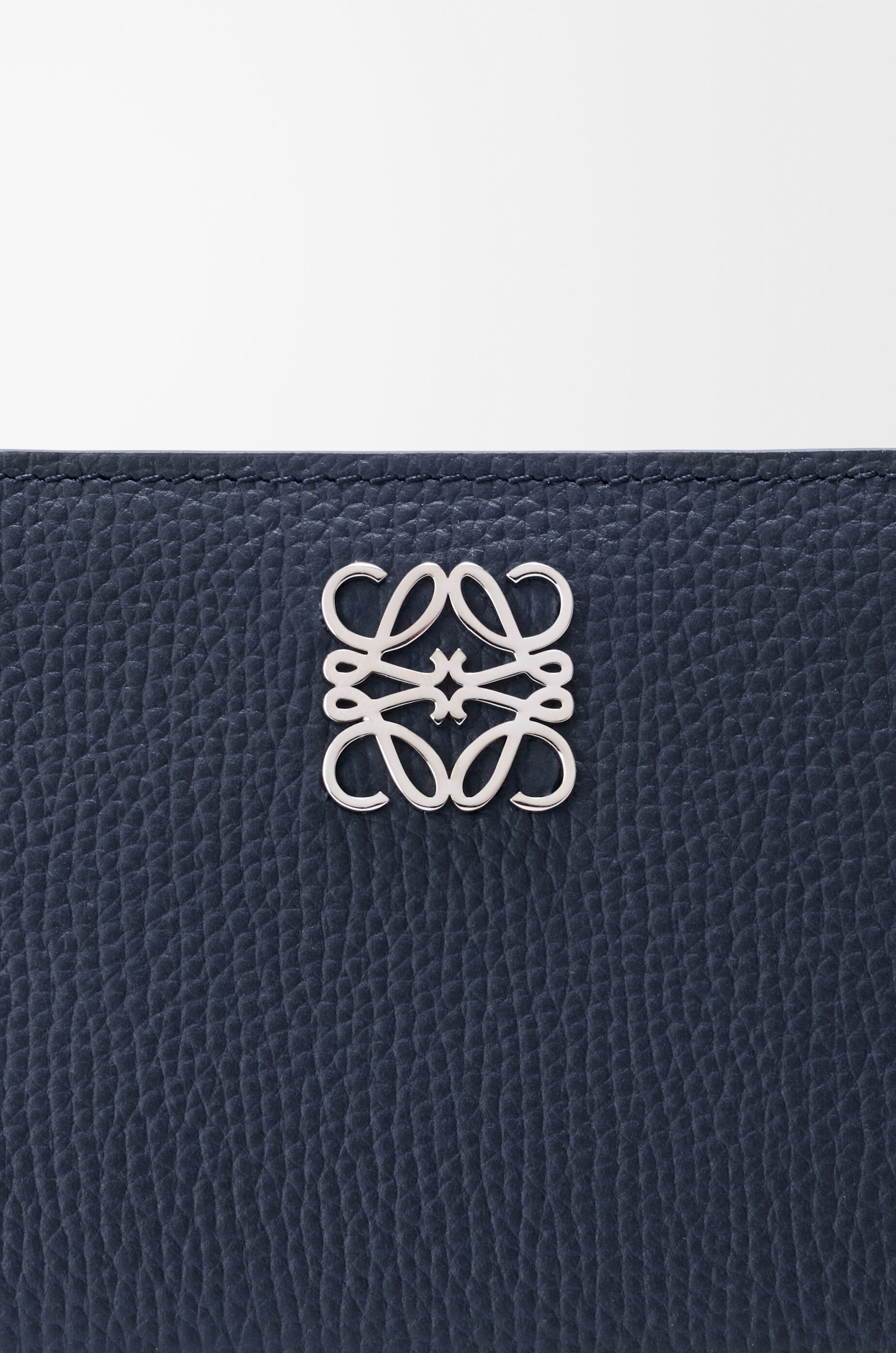 LOEWE Anagram compact wallet in pebble grained calfskin Deep Navy