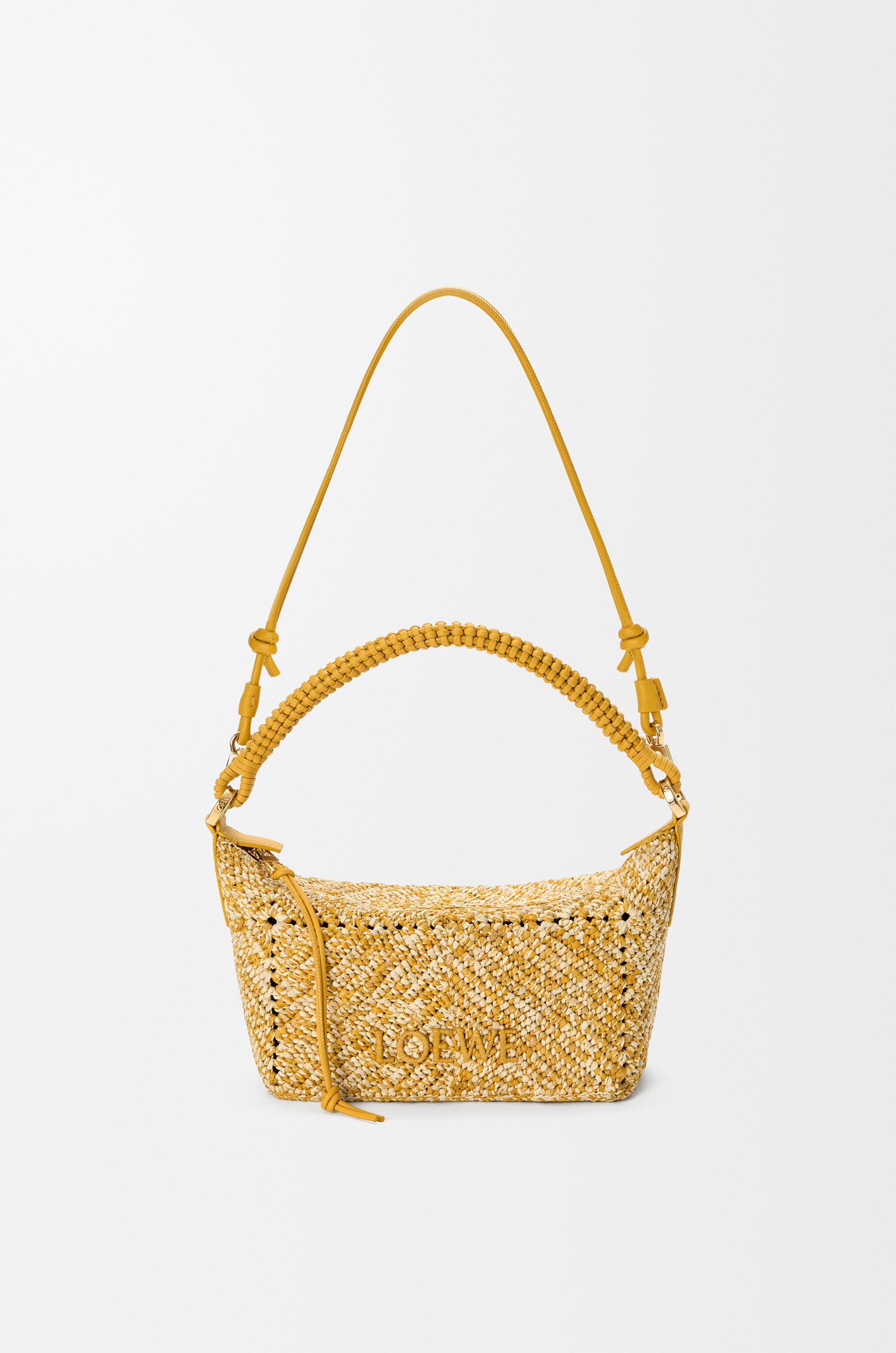 LOEWE Cala mini bag in melange raffia Mustard