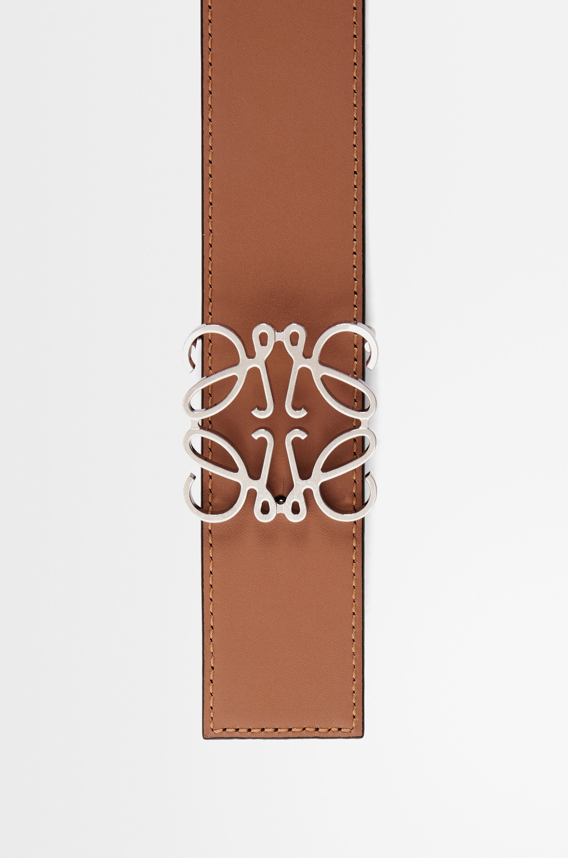 LOEWE Reversible Anagram belt in smooth calfskin Black/Tan/Palladium
