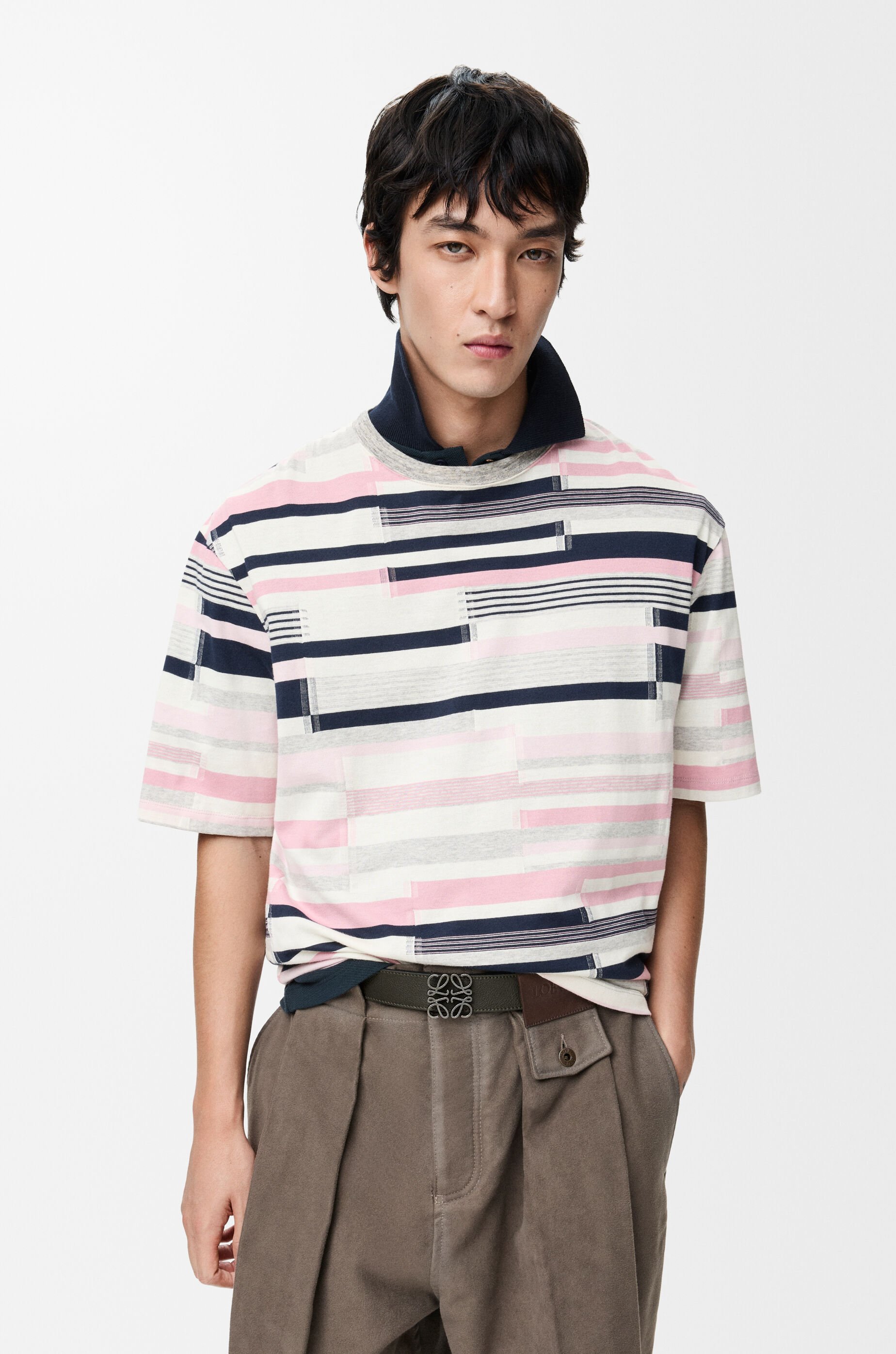 LOEWE Reversible Anagram belt in supple grained calfskin Dark Khaki/Black/Dark Pal