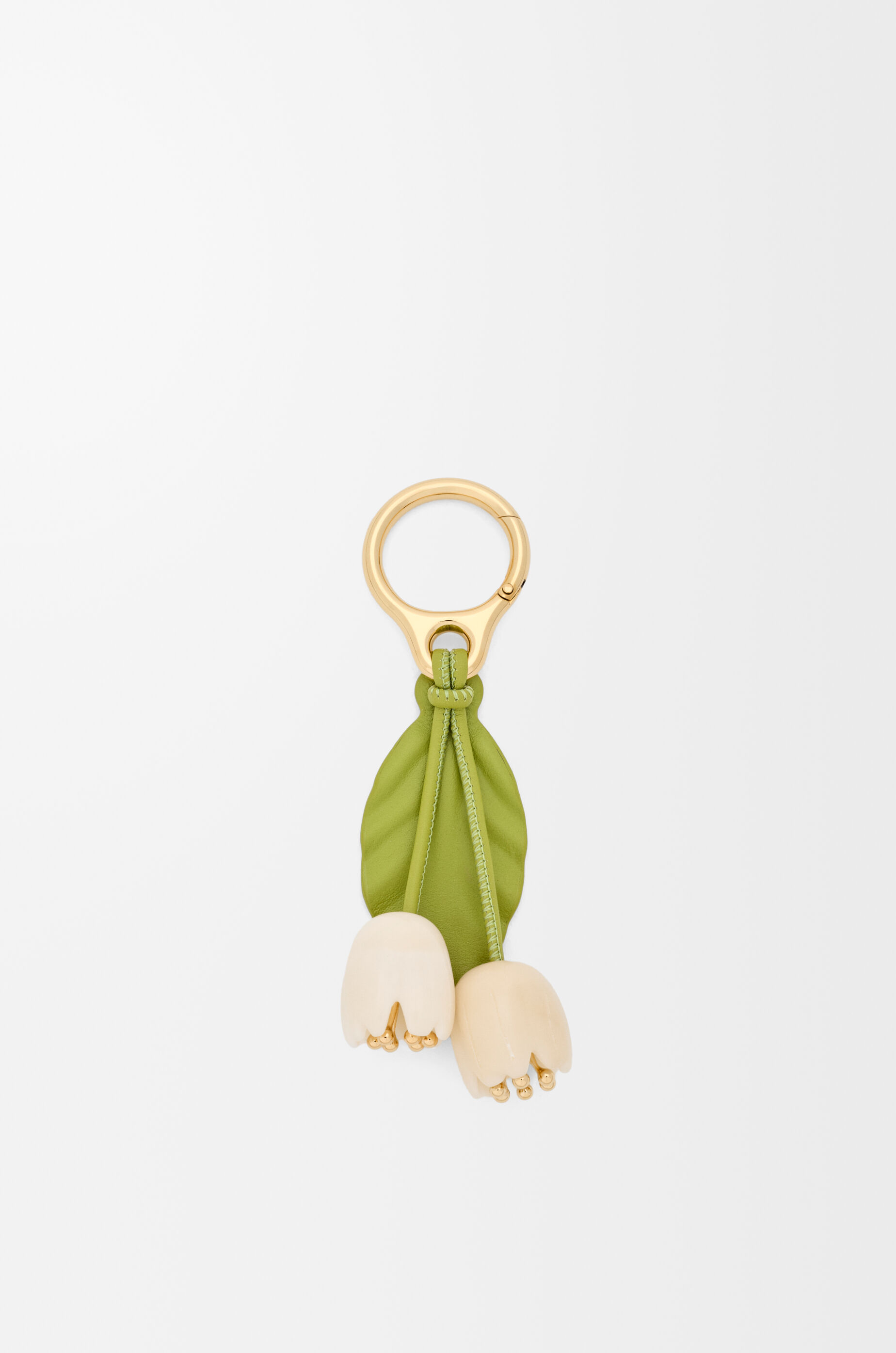 LOEWE Flower charm in classic calfskin White/Green