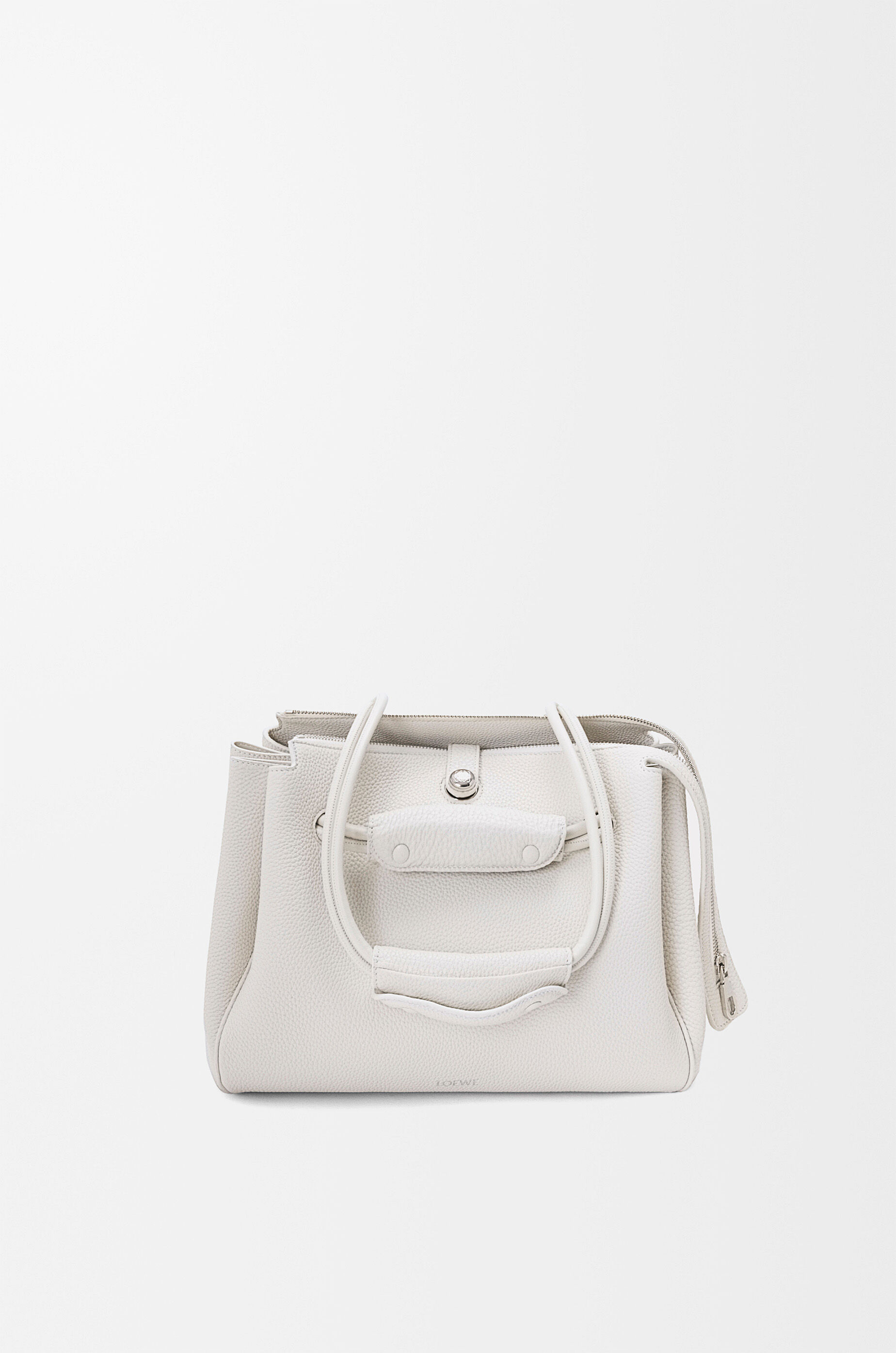 LOEWE Small Madrid bag in supple grained calfskin Soft White