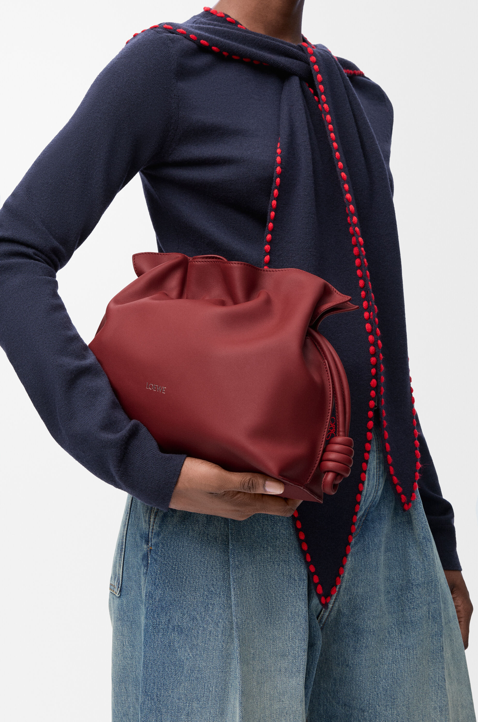 LOEWE Medium Flamenco clutch in nappa calfskin Burnt Red