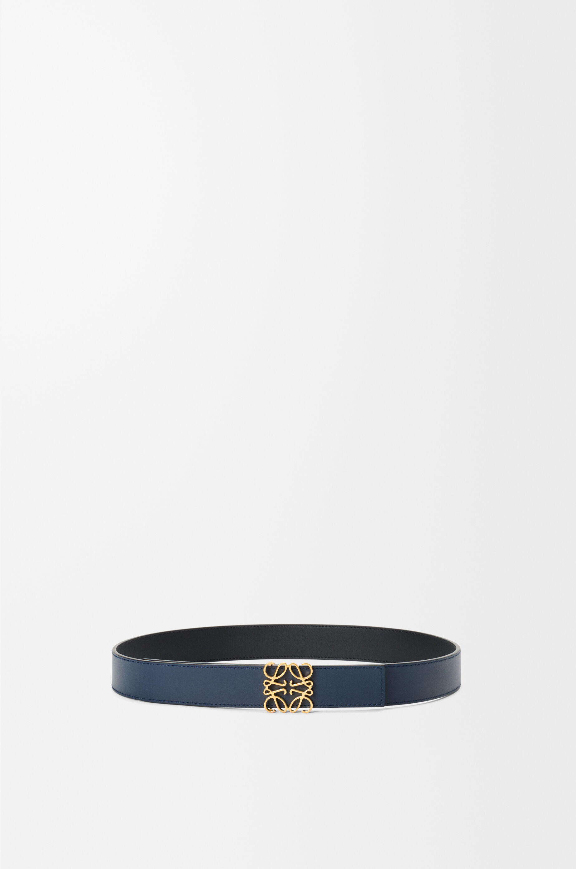 LOEWE Reversible Anagram belt in smooth calfskin Black/Ocean/Gold