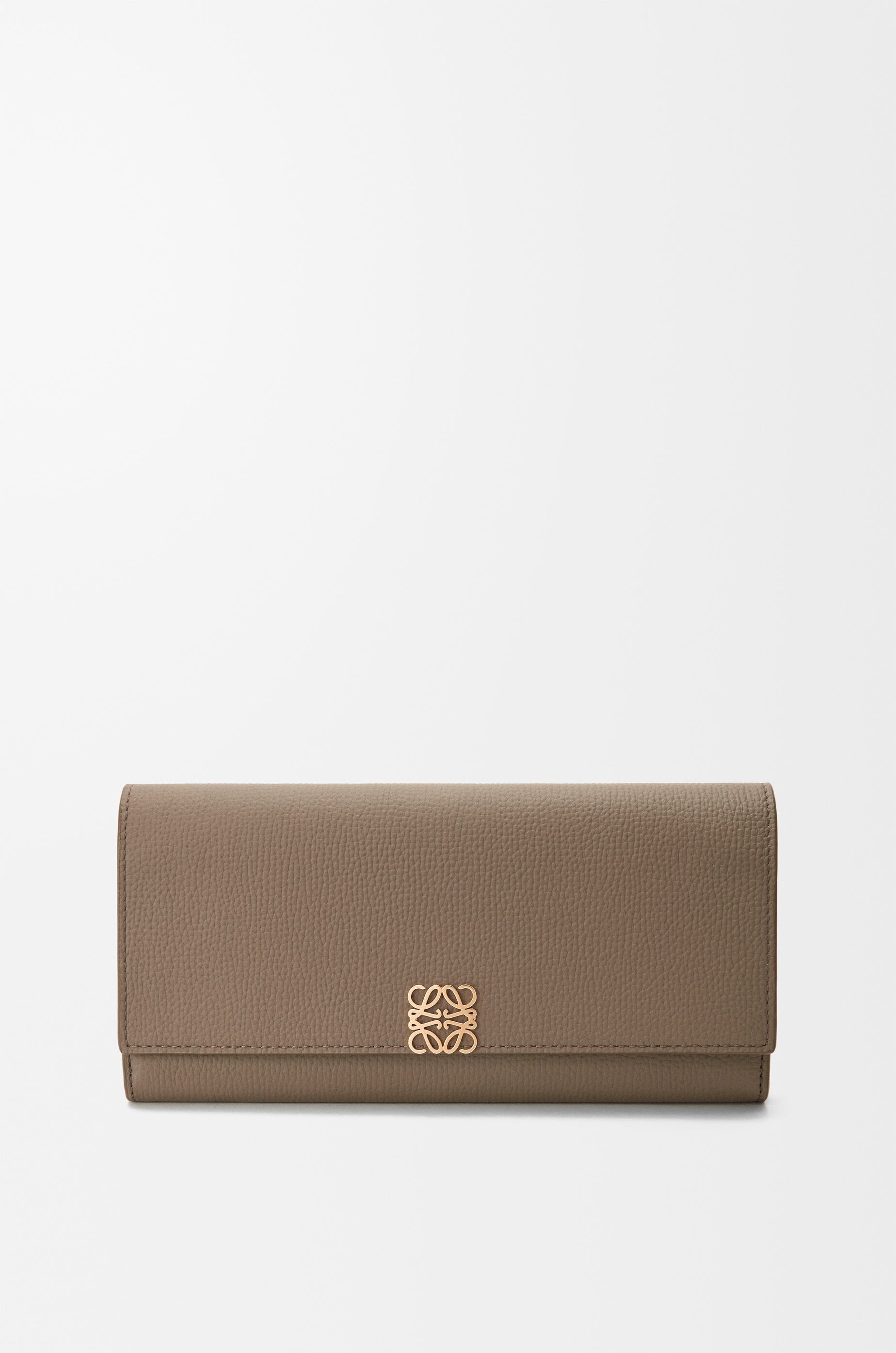 LOEWE Anagram continental wallet in pebble grained calfskin Taupe