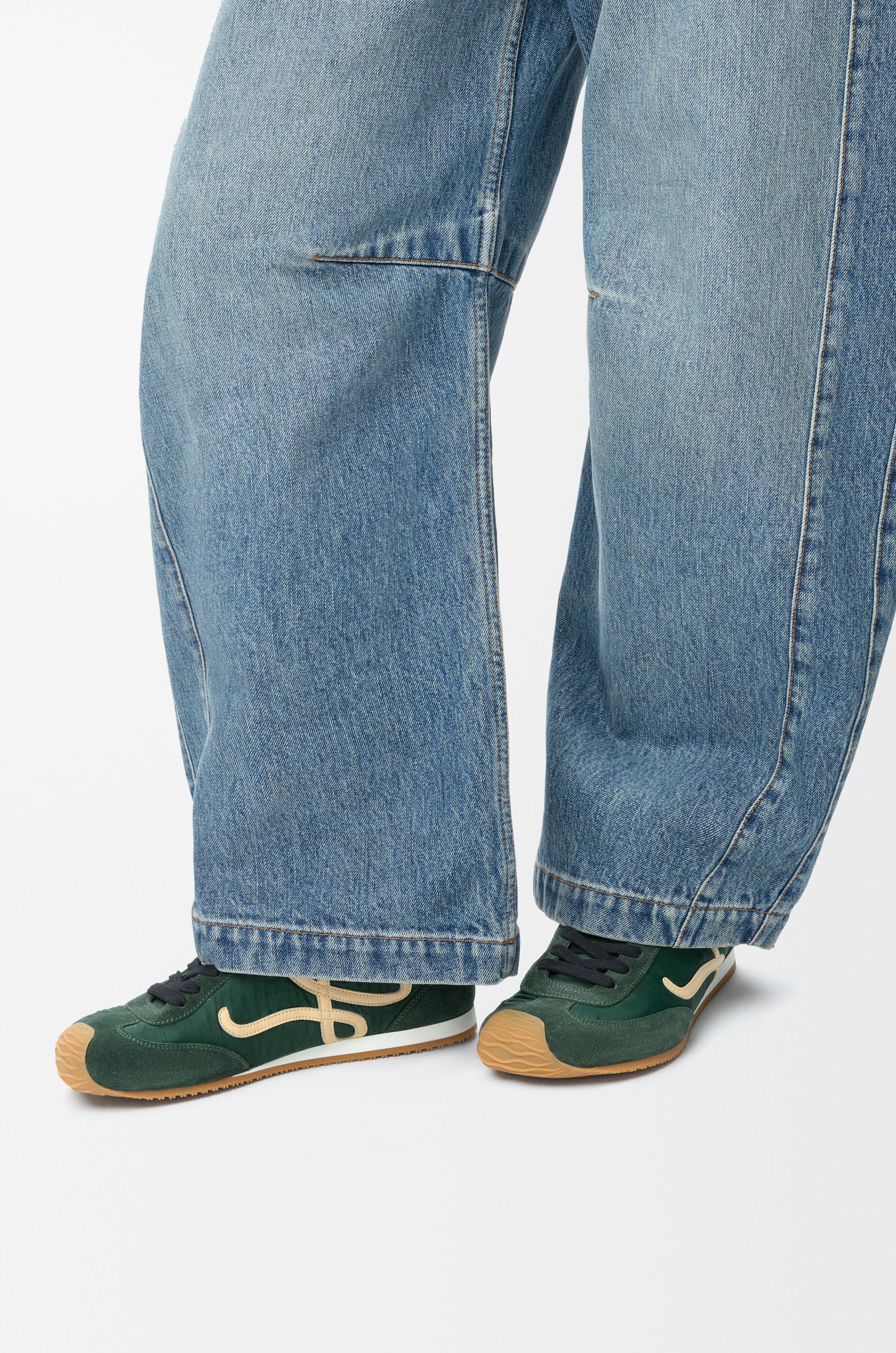 LOEWE Ballet Runner 2.0 in nylon and calfskin Sherwood Green/Pistachio/White