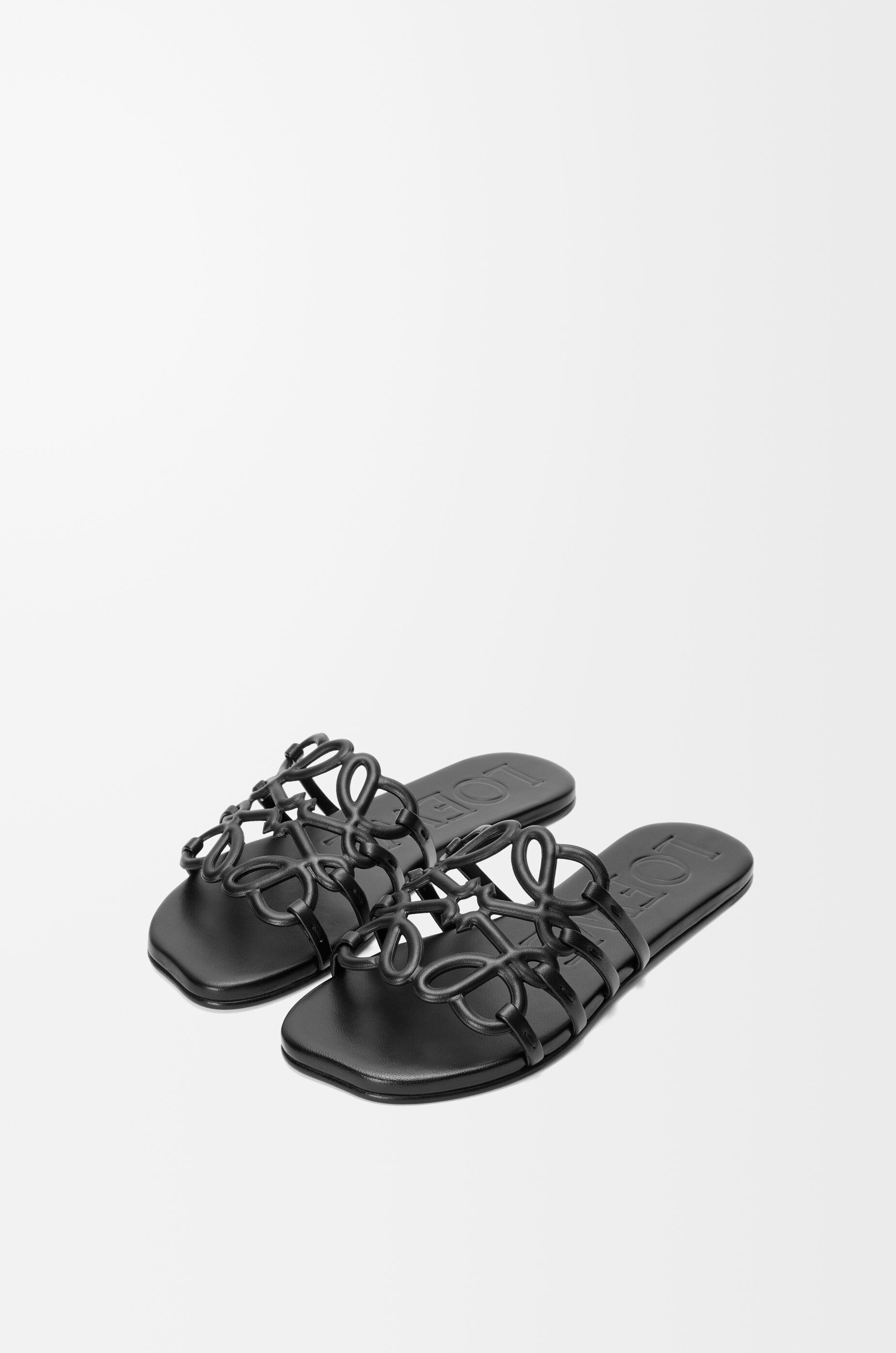 LOEWE Petal Anagram slide in soft calfskin Black