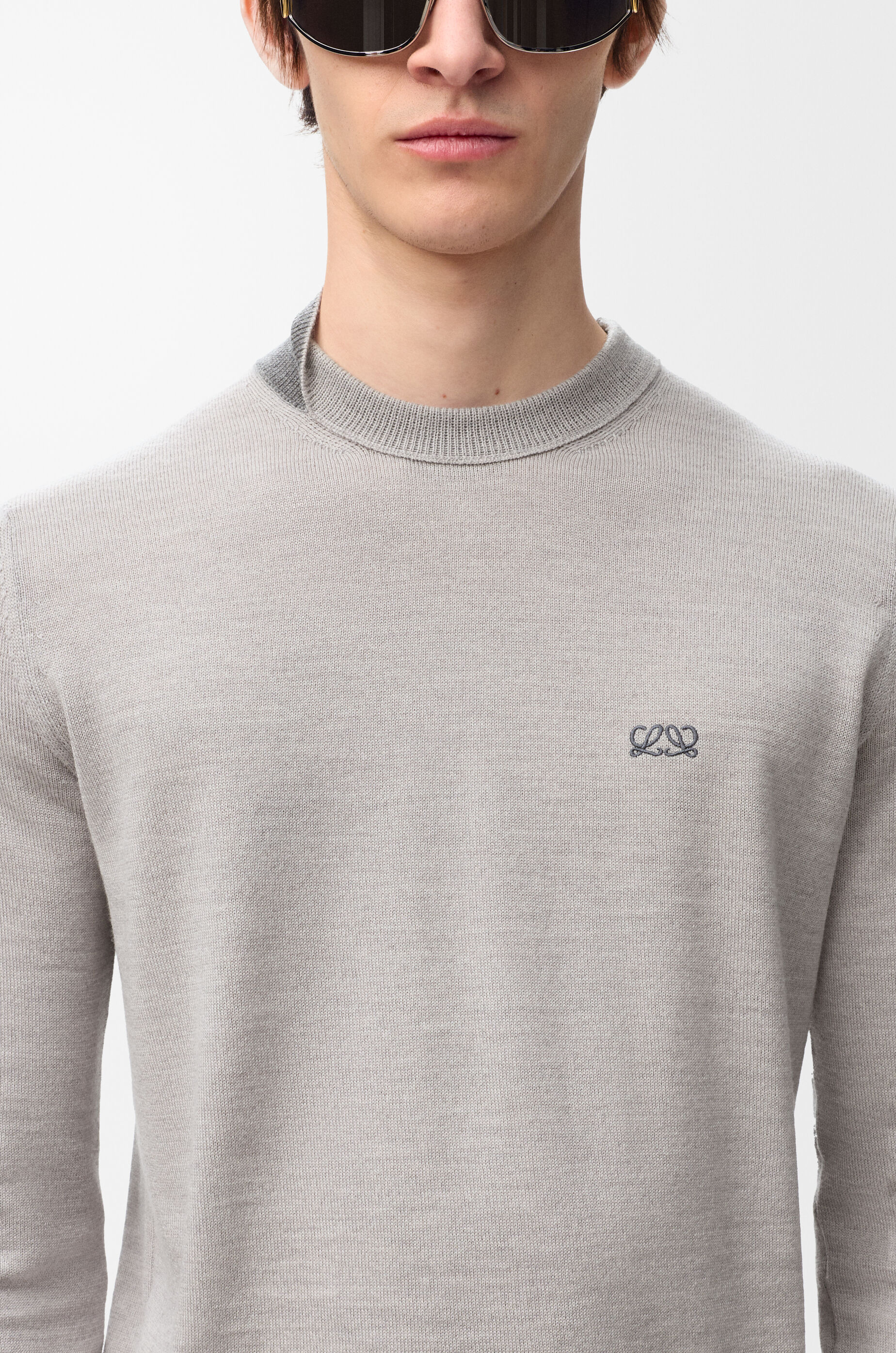 LOEWE Sweater in merino wool Light Grey/Grey