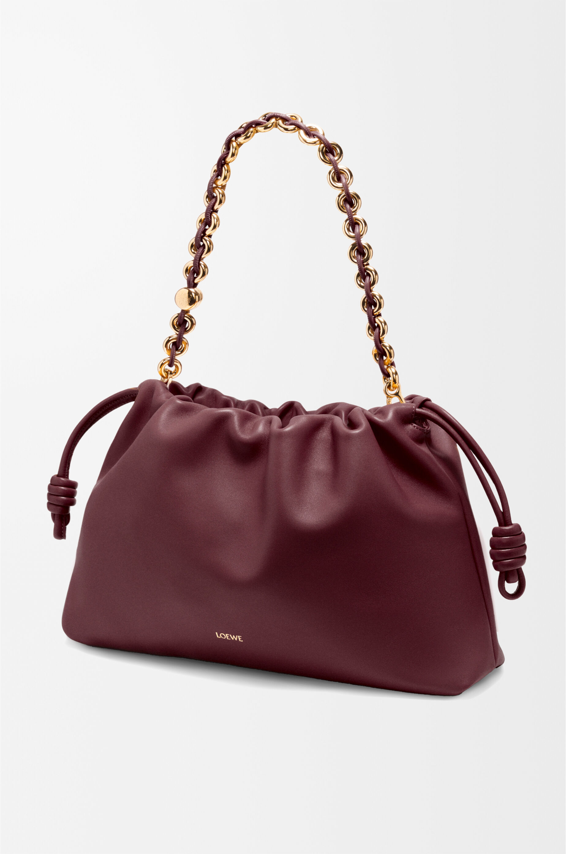 LOEWE Large Flamenco purse in mellow nappa lambskin Dark Burgundy