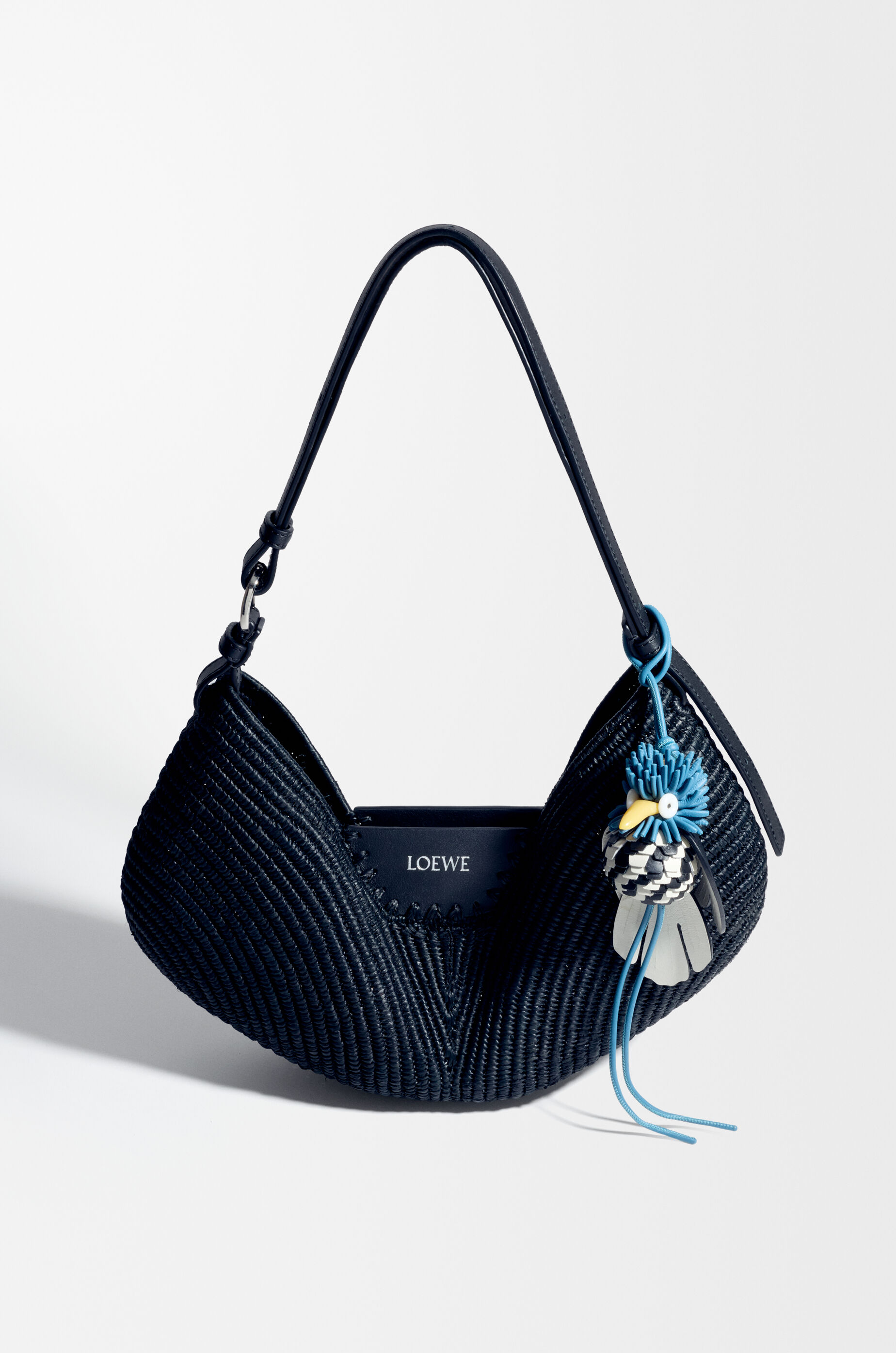LOEWE Hoopoe bird charm in classic calfskin Blue/Black